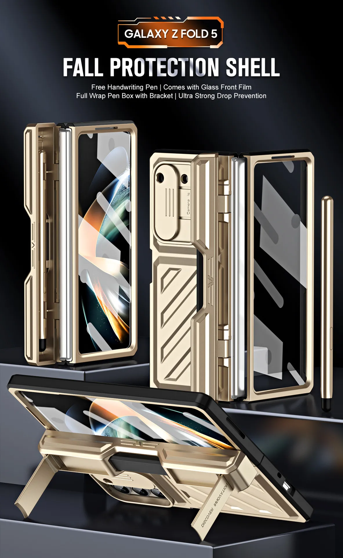 Compatible with Samsung Zfold 6 phone case, Zfold 5 folding protective case, Transformer steel hinge, full coverage shockproof case, 5G.