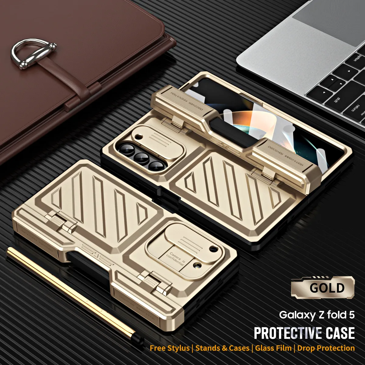 Compatible with Samsung Zfold 6 phone case, Zfold 5 folding protective case, Transformer steel hinge, full coverage shockproof case, 5G.