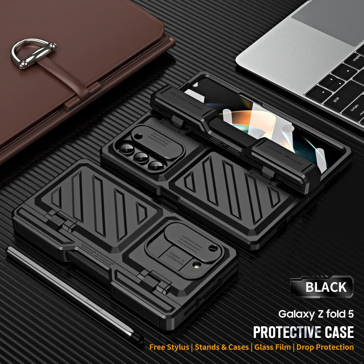 Compatible with Samsung Zfold 6 phone case, Zfold 5 folding protective case, Transformer steel hinge, full coverage shockproof case, 5G.
