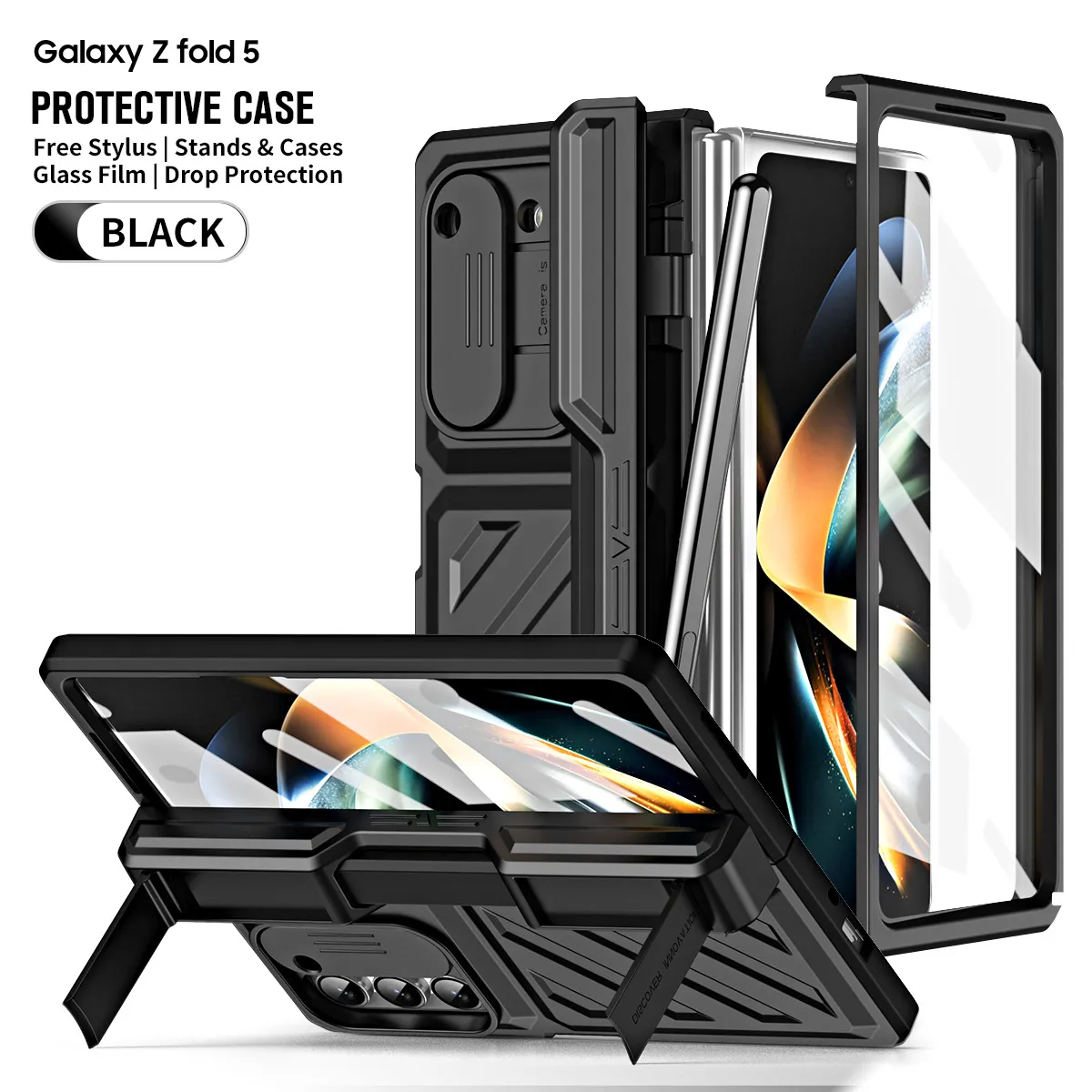 Compatible with Samsung Zfold 6 phone case, Zfold 5 folding protective case, Transformer steel hinge, full coverage shockproof case, 5G.