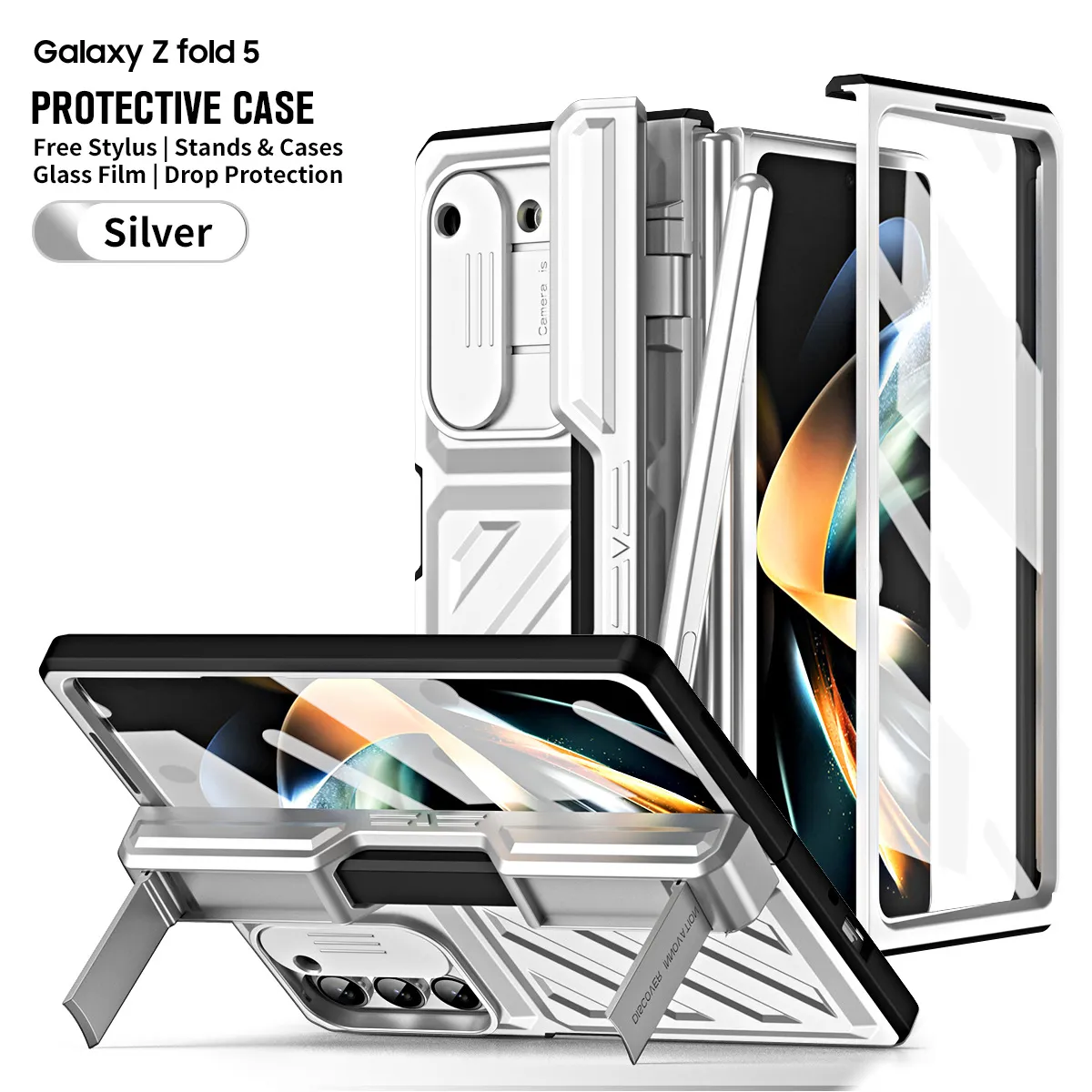 Compatible with Samsung Zfold 6 phone case, Zfold 5 folding protective case, Transformer steel hinge, full coverage shockproof case, 5G.