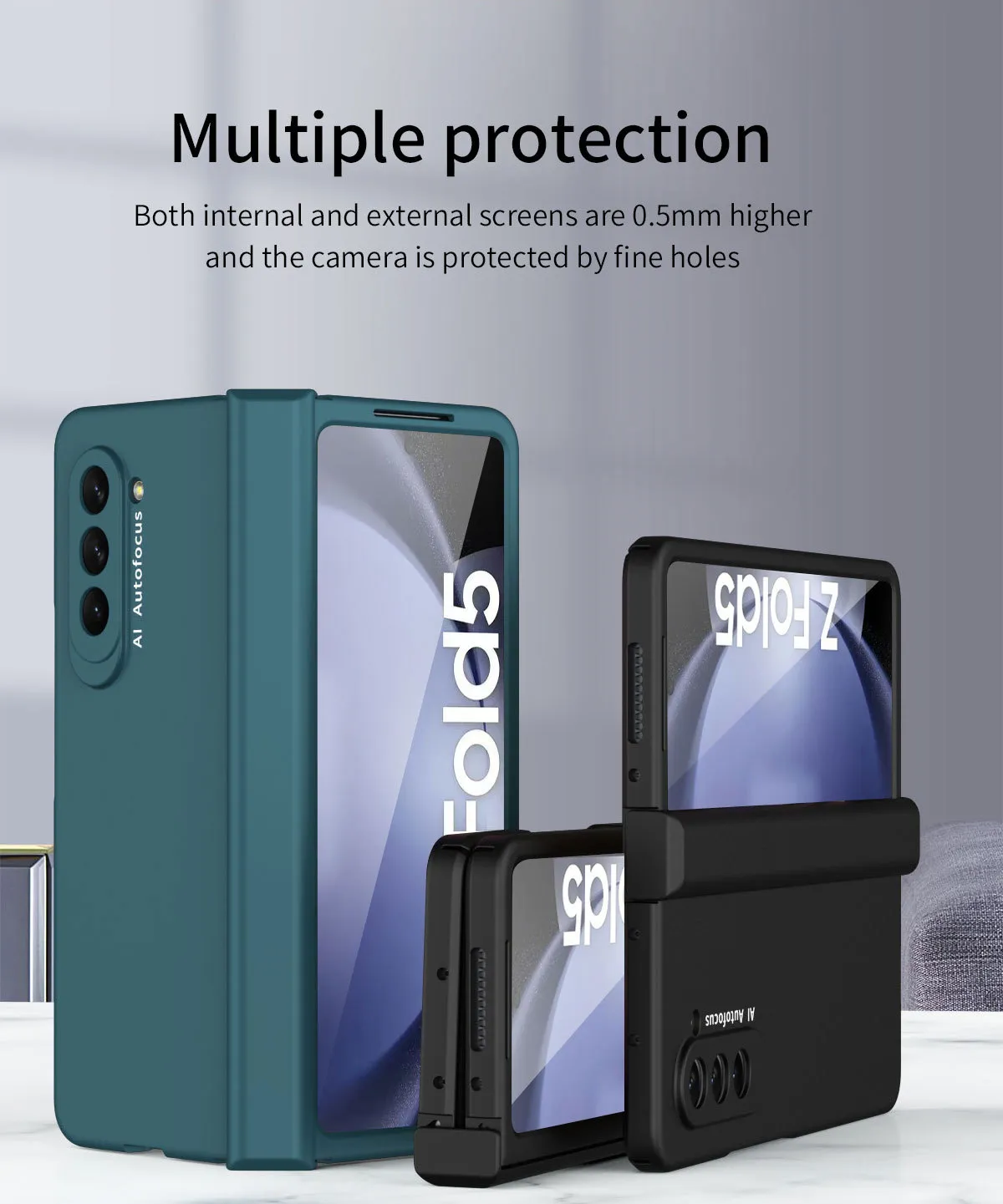 FOLD4 Folding Solid Color Hinge Case for Samsung ZFold 5 Phone, Full Coverage, Drop-Proof Protective Case