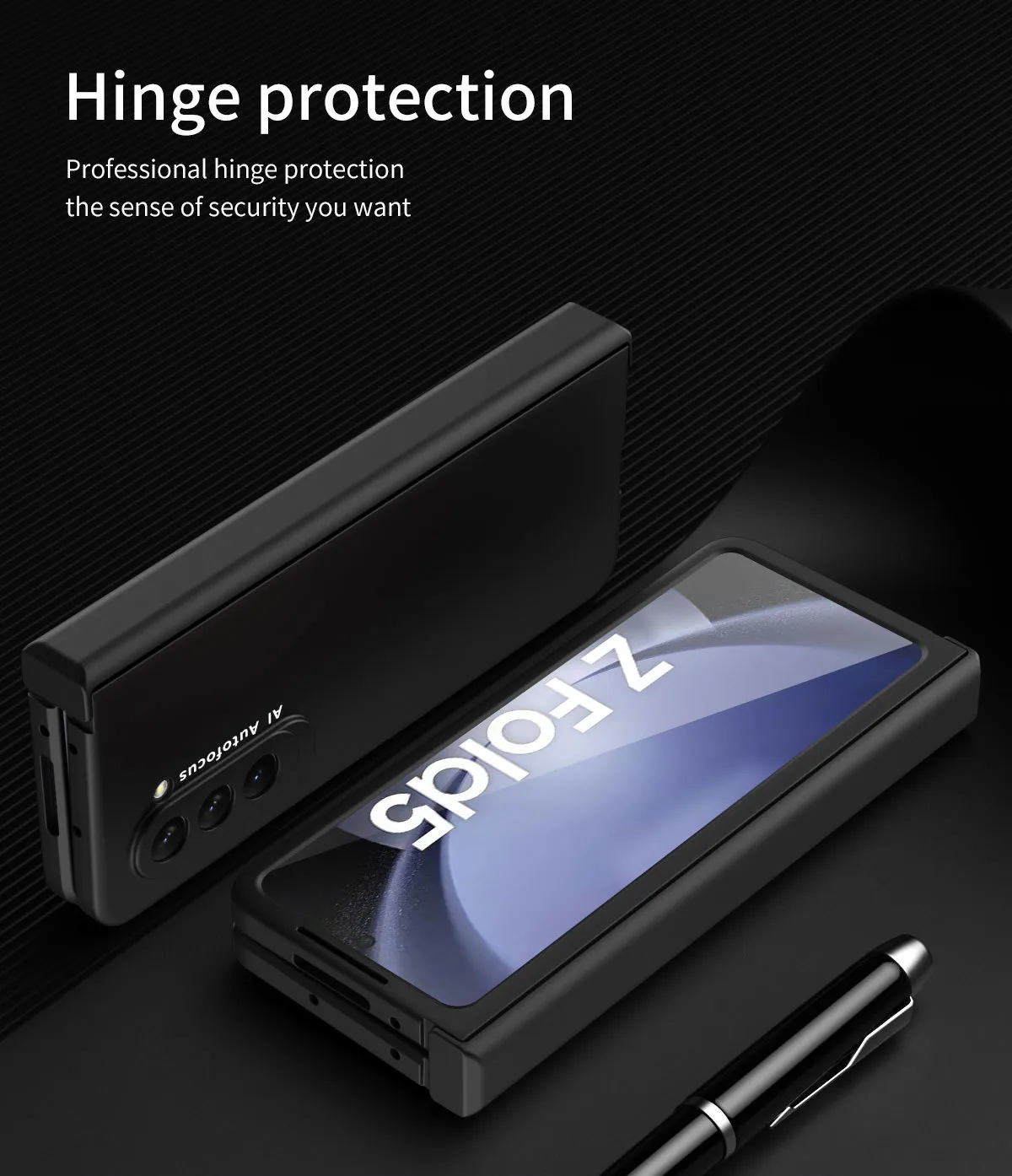 FOLD4 Folding Solid Color Hinge Case for Samsung ZFold 5 Phone, Full Coverage, Drop-Proof Protective Case