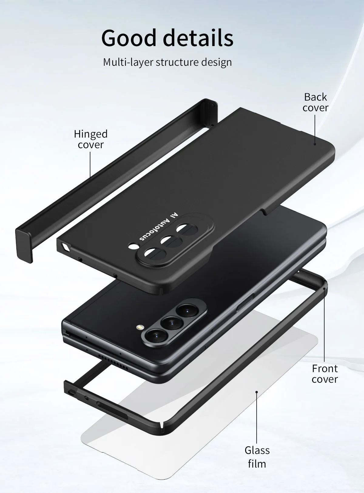 FOLD4 Folding Solid Color Hinge Case for Samsung ZFold 5 Phone, Full Coverage, Drop-Proof Protective Case