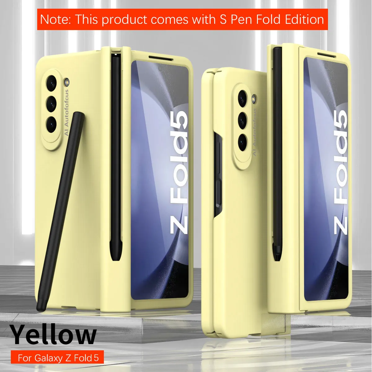 Compatible with Samsung Zfold 5 phone case with stylus slot, FOLD4 ultra-thin fold 3 solid color full-coverage protective case, stylus pen.