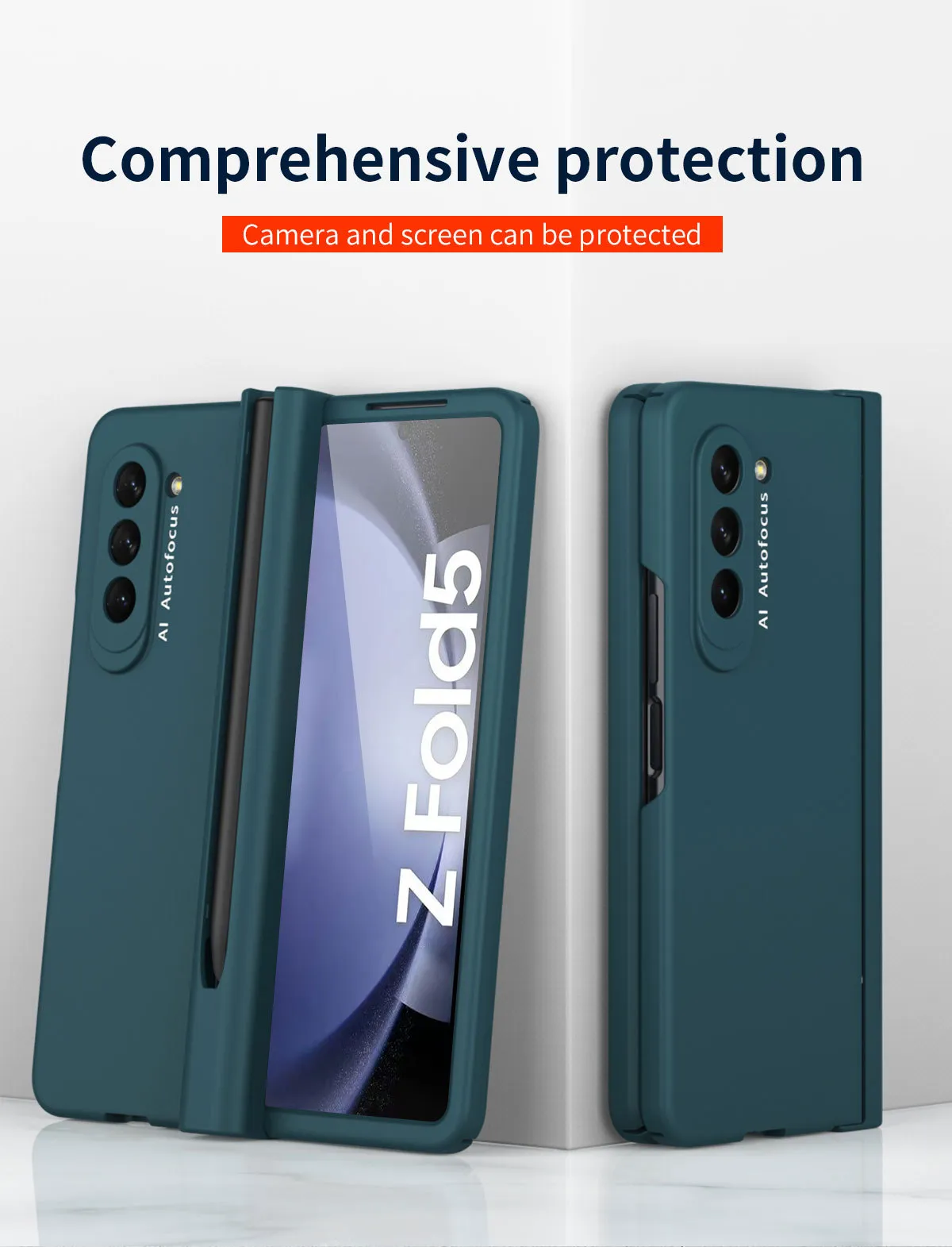 Compatible with Samsung Zfold 5 phone case with stylus slot, FOLD4 ultra-thin fold 3 solid color full-coverage protective case, stylus pen.