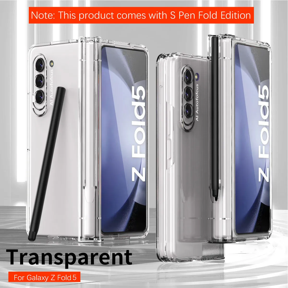 Compatible with Samsung Zfold 5 phone case with stylus slot, FOLD4 ultra-thin fold 3 solid color full-coverage protective case, stylus pen.