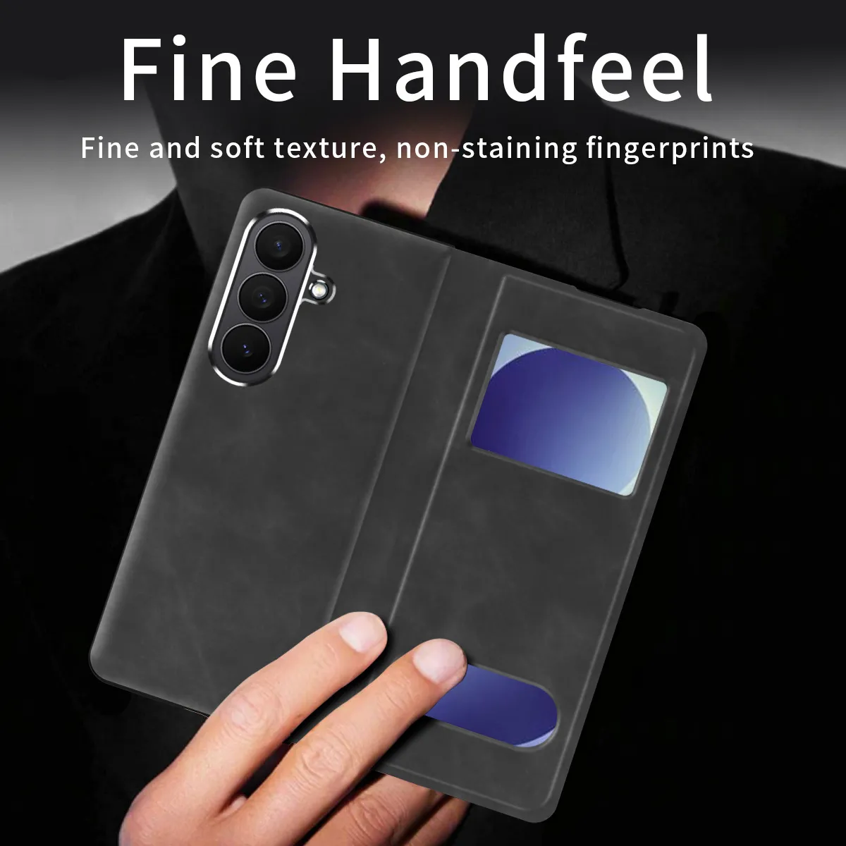 Compatible Samsung ZFold 8 Ultra phone case, FOLD8 folding protective case, vegan leather business full-coverage shockproof case