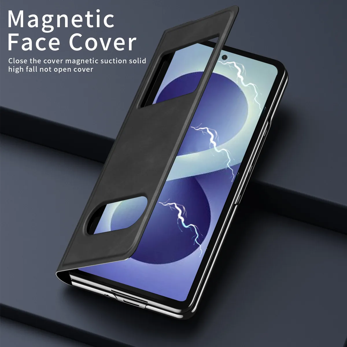 Compatible Samsung ZFold 8 Ultra phone case, FOLD8 folding protective case, vegan leather business full-coverage shockproof case
