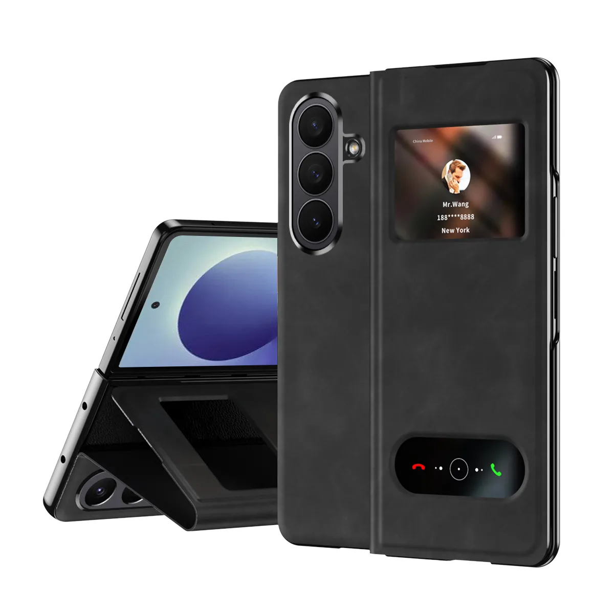 Compatible Samsung ZFold 8 Ultra phone case, FOLD8 folding protective case, vegan leather business full-coverage shockproof case