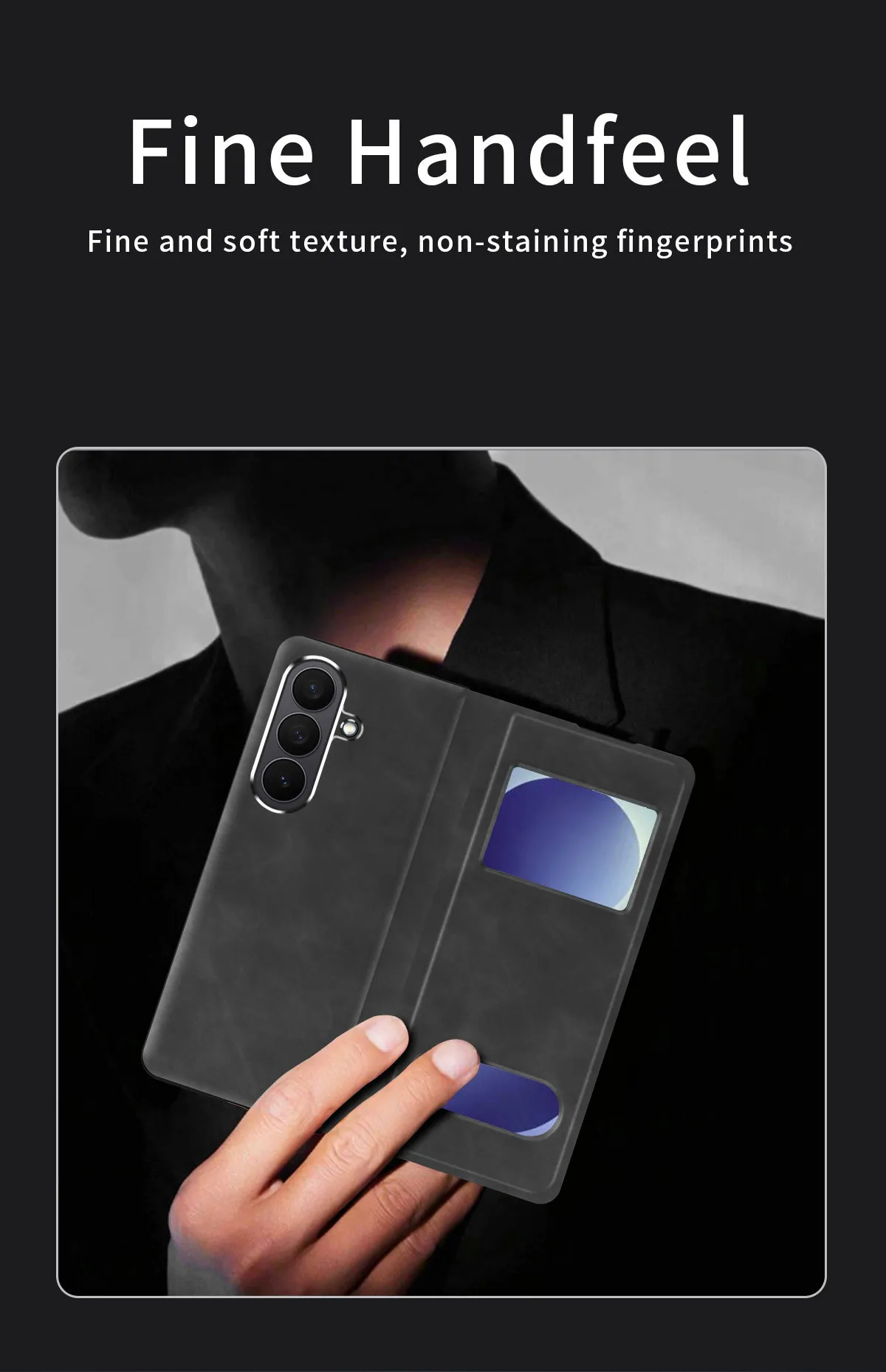 Compatible Samsung ZFold 8 Ultra phone case, FOLD8 folding protective case, vegan leather business full-coverage shockproof case