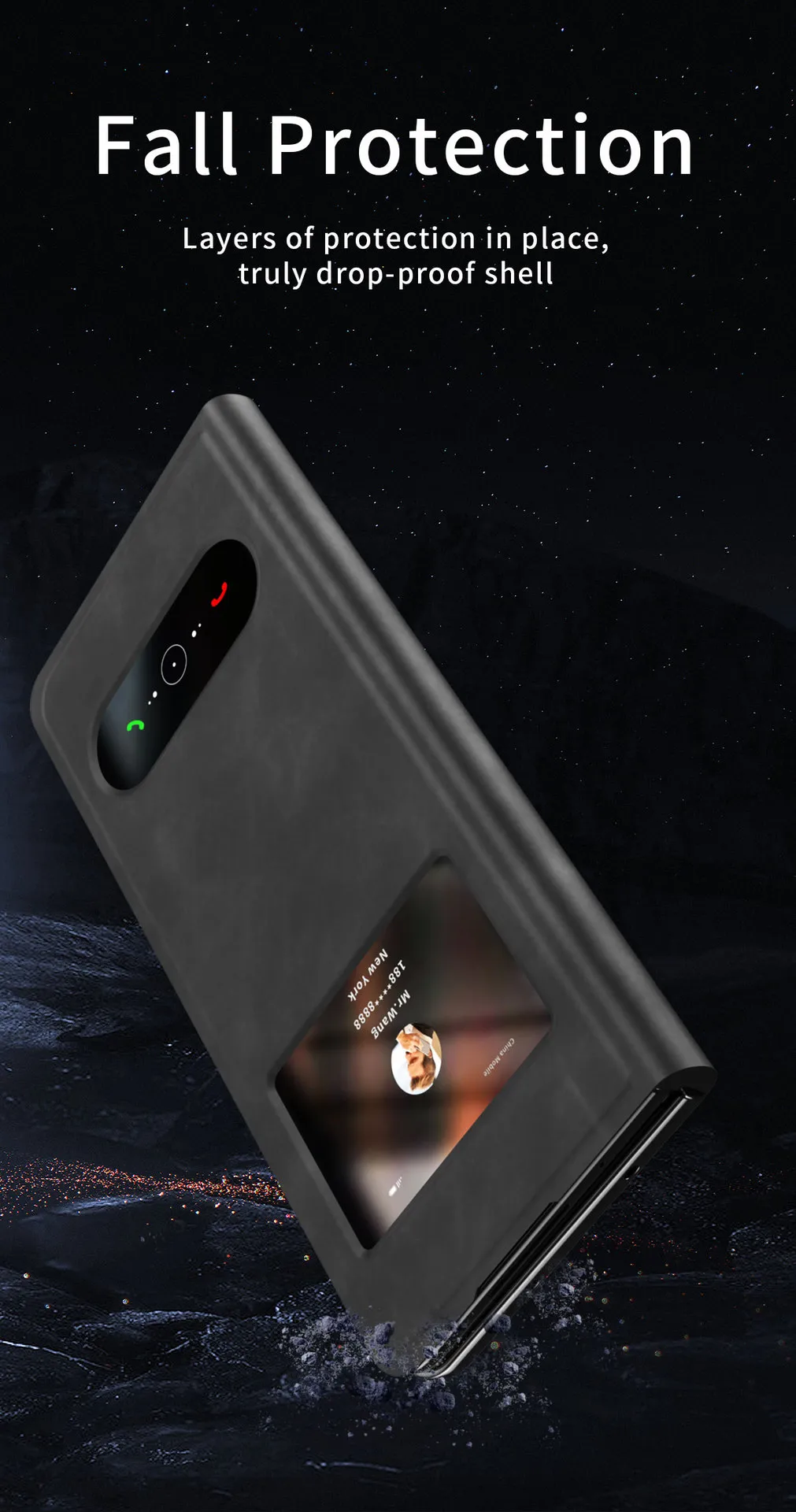 Compatible Samsung ZFold 8 Ultra phone case, FOLD8 folding protective case, vegan leather business full-coverage shockproof case