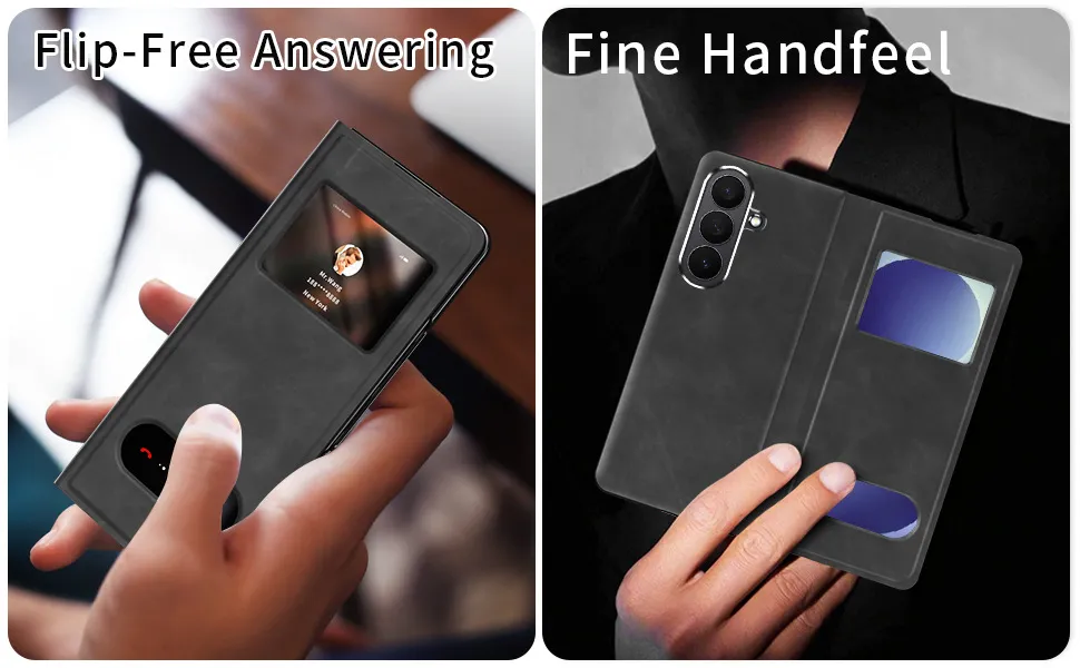 Compatible Samsung ZFold 8 Ultra phone case, FOLD8 folding protective case, vegan leather business full-coverage shockproof case