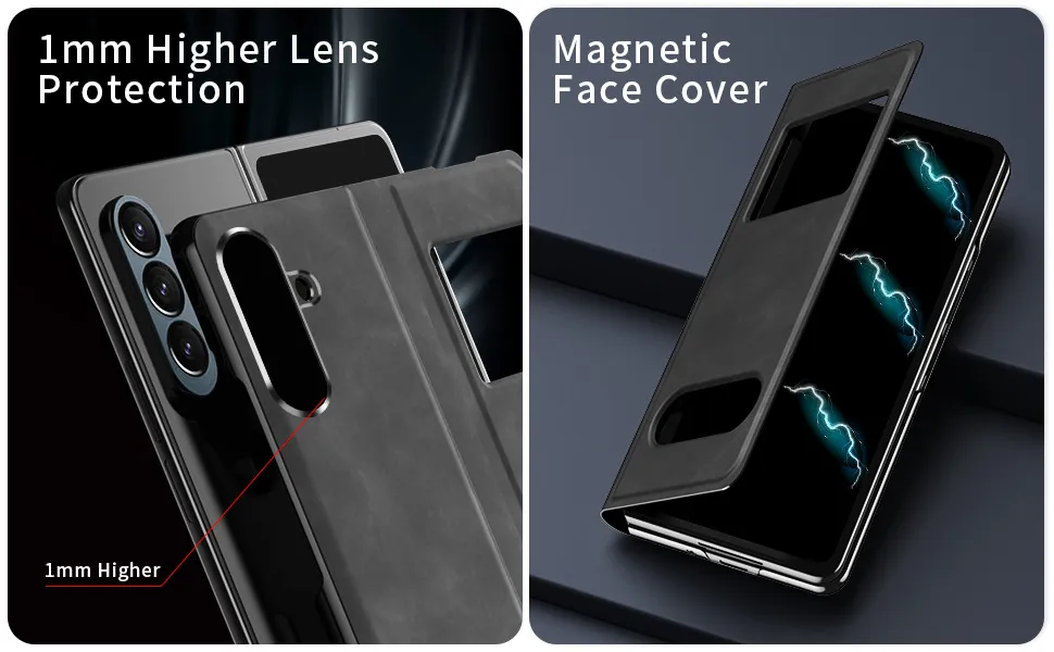 Compatible Samsung ZFold 8 Ultra phone case, FOLD8 folding protective case, vegan leather business full-coverage shockproof case
