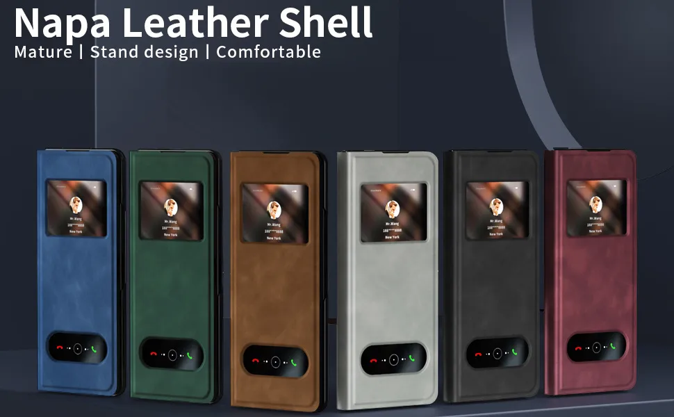 Compatible Samsung ZFold 8 Ultra phone case, FOLD8 folding protective case, vegan leather business full-coverage shockproof case