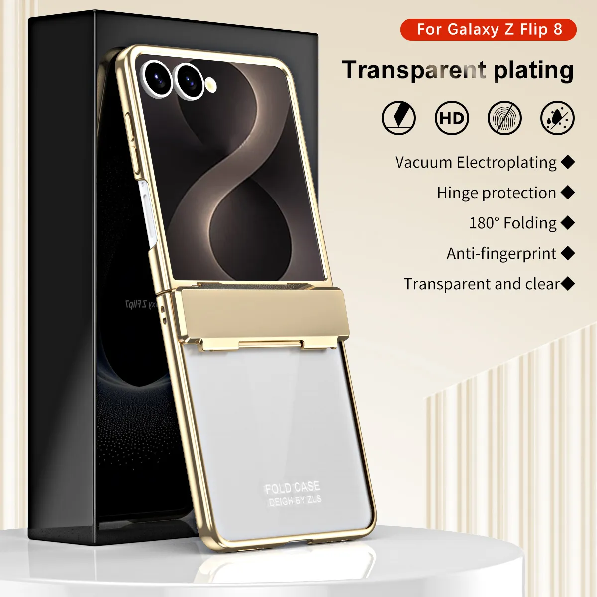 Compatible with Samsung ZFlip 8 phone case, FLIP 7 foldable screen, electroplated transparent hinge, full-coverage drop-proof protective leather case.