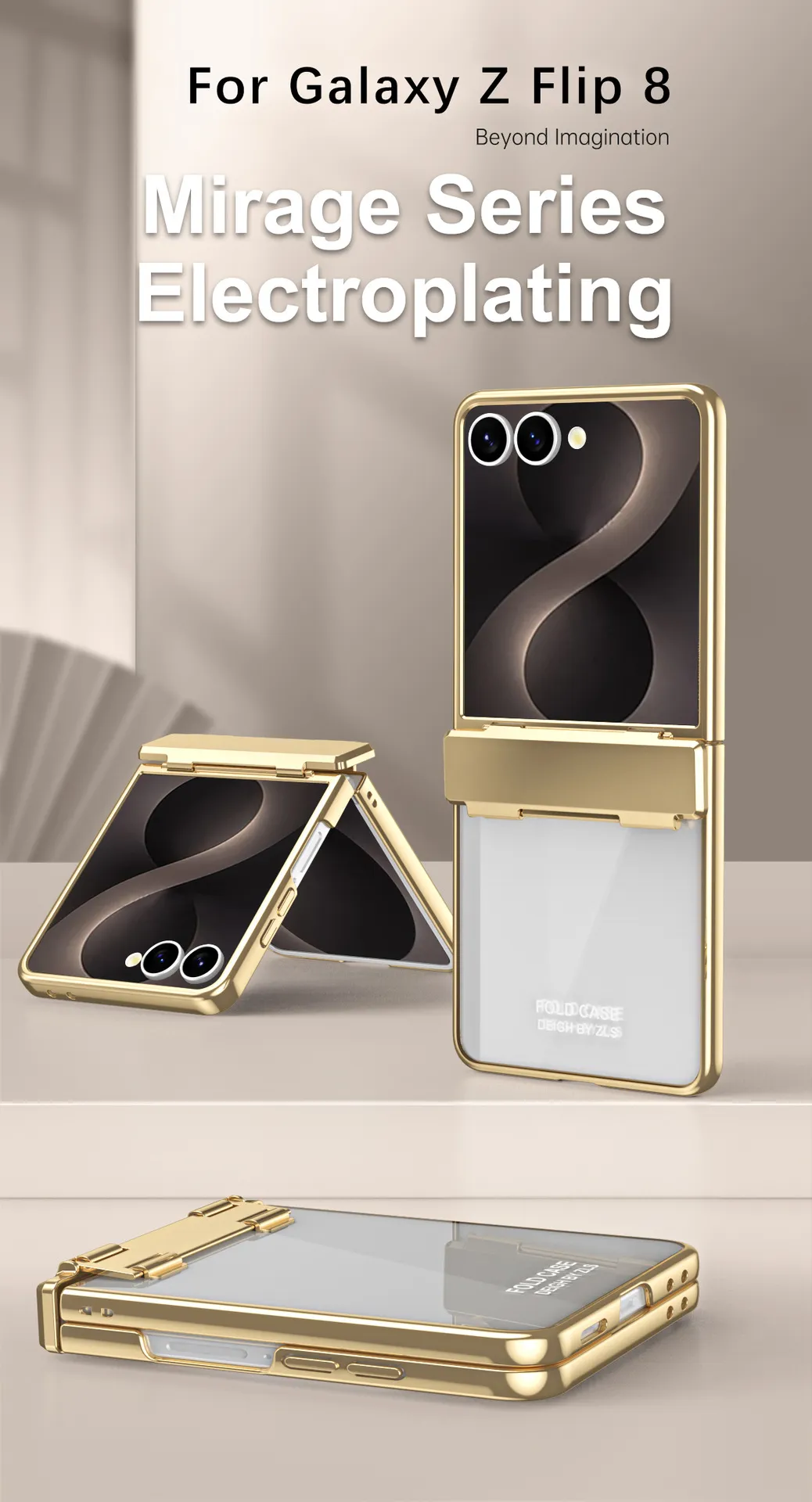 Compatible with Samsung ZFlip 8 phone case, FLIP 7 foldable screen, electroplated transparent hinge, full-coverage drop-proof protective leather case.