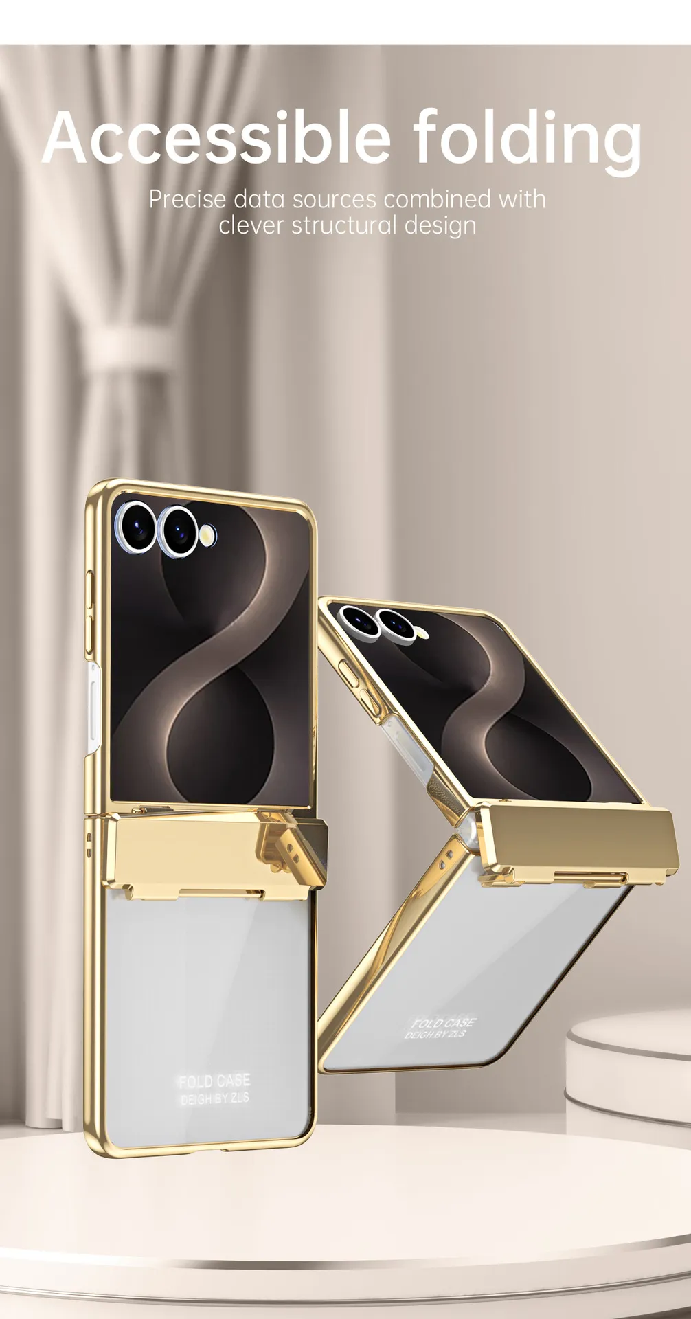 Compatible with Samsung ZFlip 8 phone case, FLIP 7 foldable screen, electroplated transparent hinge, full-coverage drop-proof protective leather case.