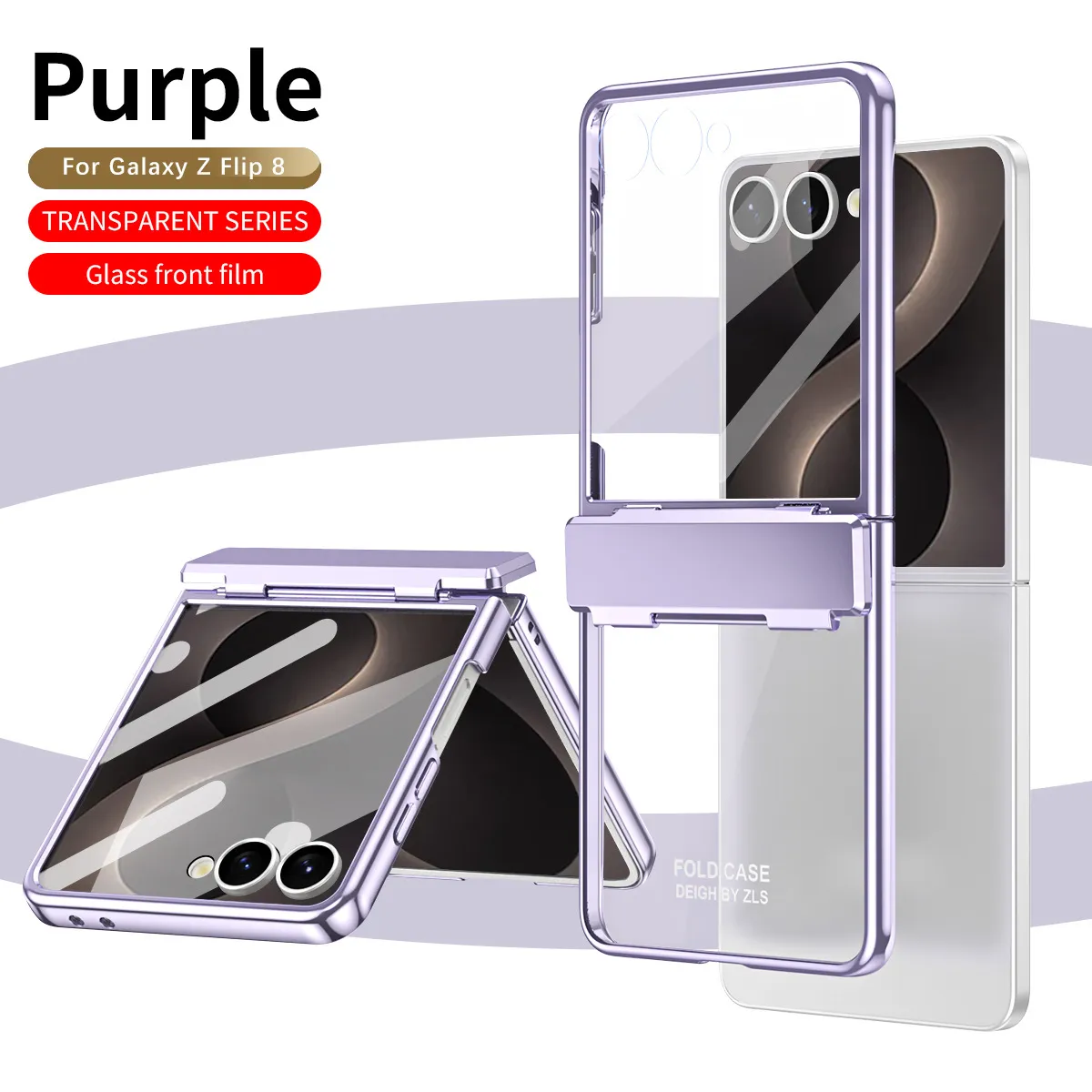 Compatible with Samsung ZFlip 8 phone case, FLIP 7 foldable screen, electroplated transparent hinge, full-coverage drop-proof protective leather case.