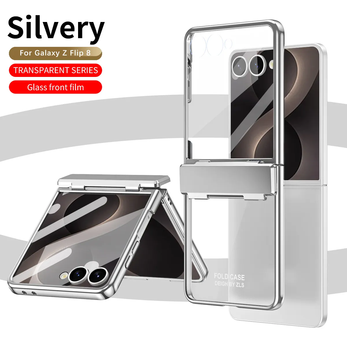 Compatible with Samsung ZFlip 8 phone case, FLIP 7 foldable screen, electroplated transparent hinge, full-coverage drop-proof protective leather case.