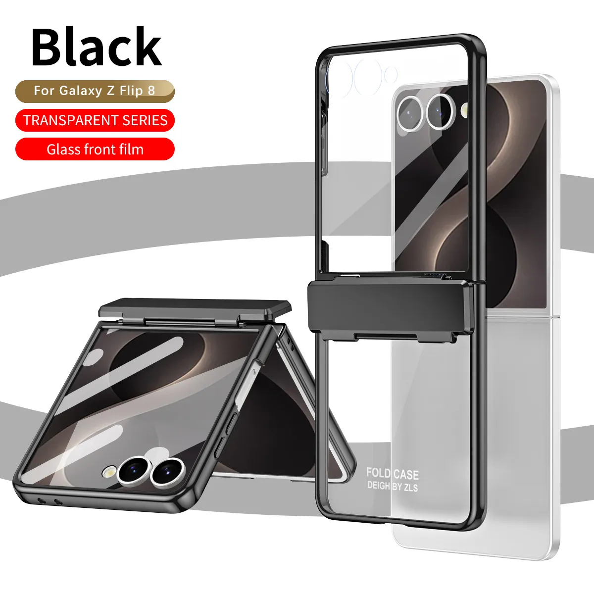 Compatible with Samsung ZFlip 8 phone case, FLIP 7 foldable screen, electroplated transparent hinge, full-coverage drop-proof protective leather case.