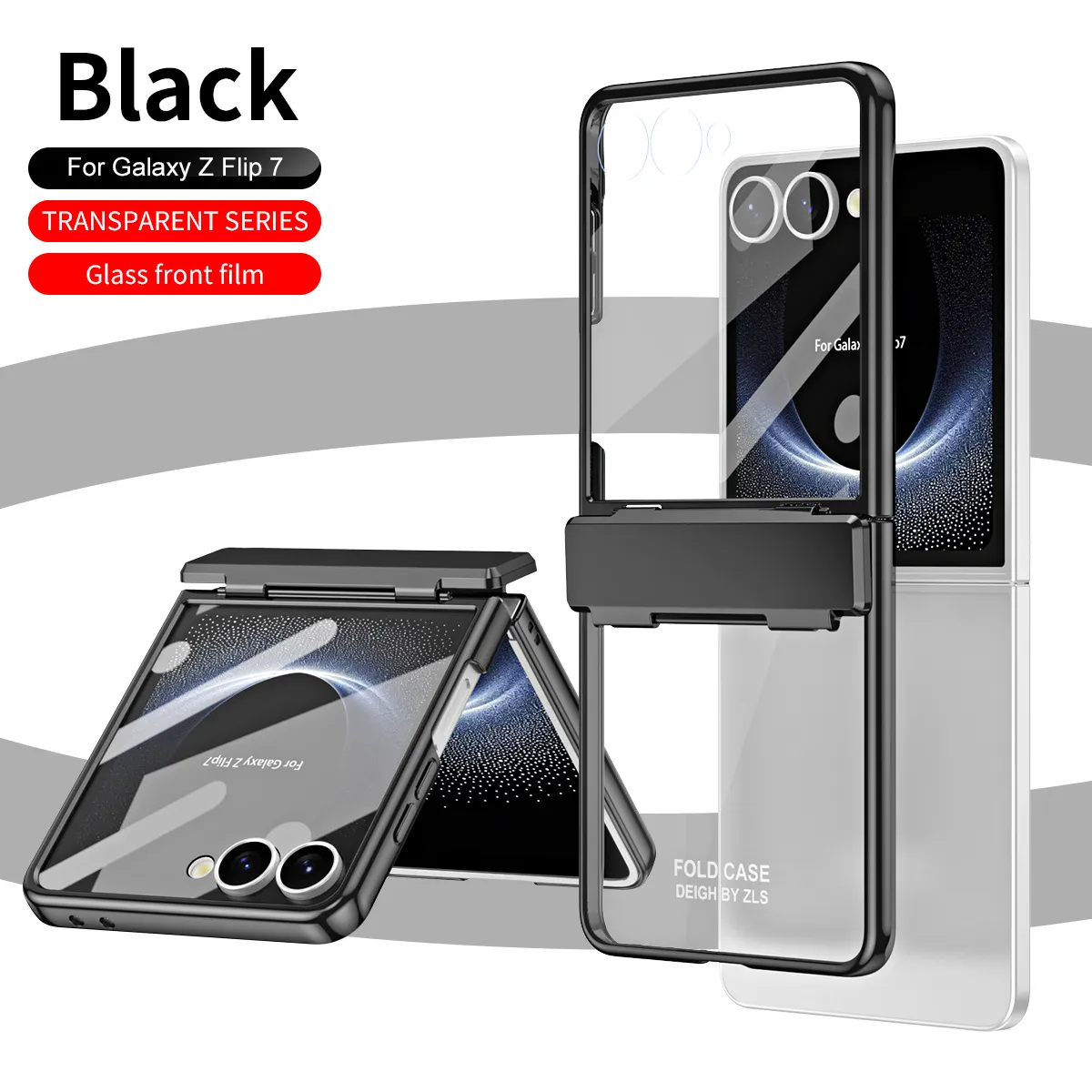 Compatible with Samsung ZFlip 8 phone case, FLIP 7 foldable screen, electroplated transparent hinge, full-coverage drop-proof protective leather case.