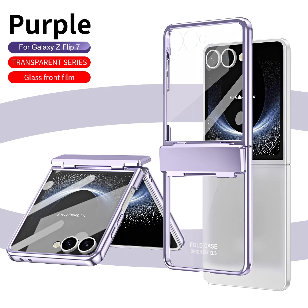 Compatible with Samsung ZFlip 8 phone case, FLIP 7 foldable screen, electroplated transparent hinge, full-coverage drop-proof protective leather case.
