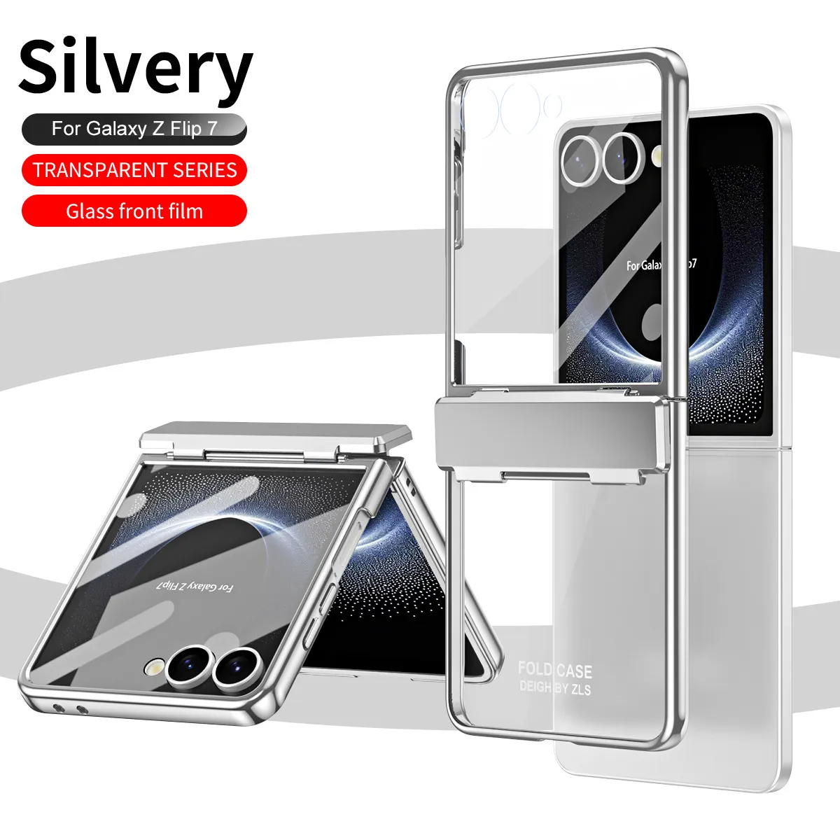 Compatible with Samsung ZFlip 8 phone case, FLIP 7 foldable screen, electroplated transparent hinge, full-coverage drop-proof protective leather case.