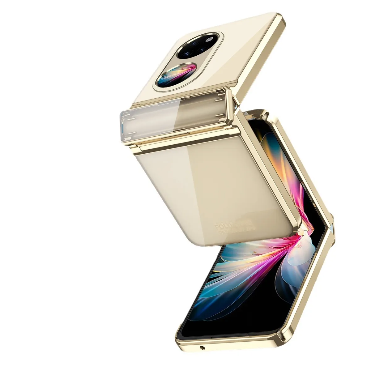 Huawei Pocket 2 foldable screen electroplated transparent protective case, P50 hinge full-coverage drop-proof case.
