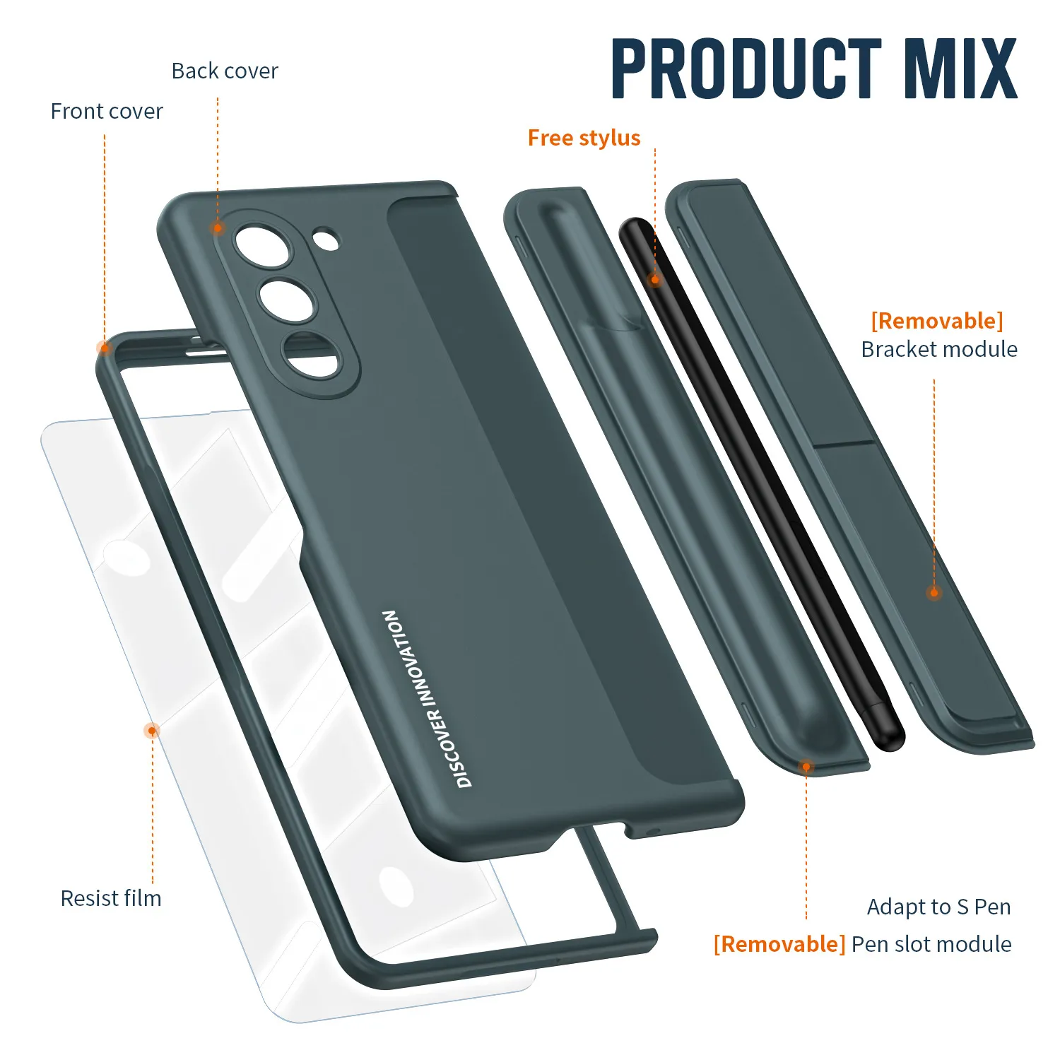 Samsung ZFold 6 phone case, FOLD5 foldable screen pen holder 2-in-1 full-coverage drop-proof protective case.