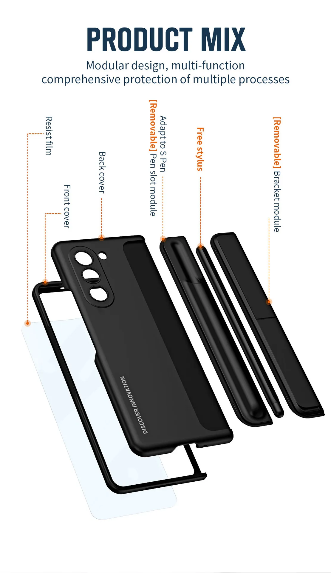 Samsung ZFold 6 phone case, FOLD5 foldable screen pen holder 2-in-1 full-coverage drop-proof protective case.