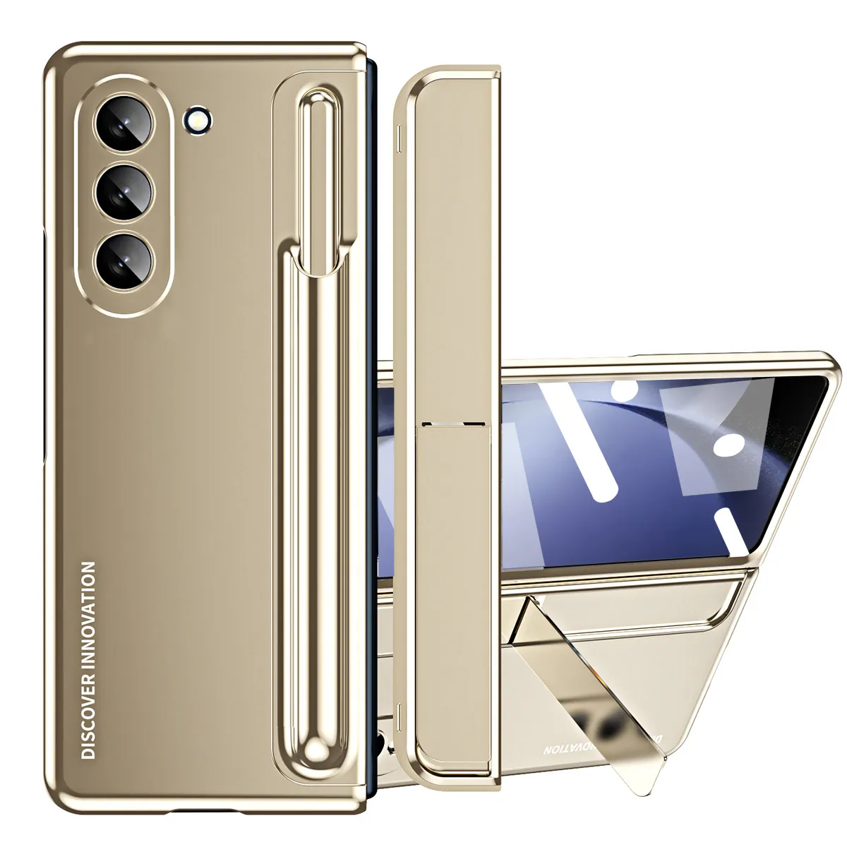 Compatible with Samsung Fold 5 phone case, FOLD4 foldable screen pen slot stand, full hinge bag, drop-proof protective case.