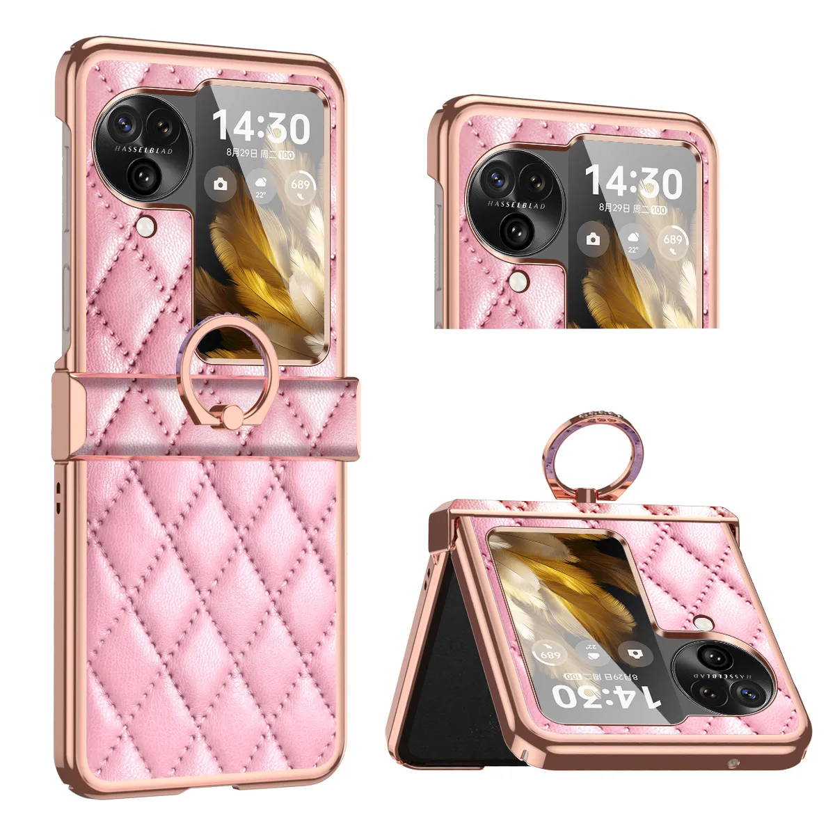 Suitable for OPPO Find N3 Flip phone case, Chanel-style N3 Flip electroplated hinge full-coverage drop-proof protective case