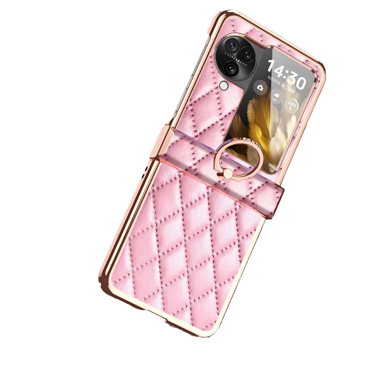Suitable for OPPO Find N3 Flip phone case, Chanel-style N3 Flip electroplated hinge full-coverage drop-proof protective case