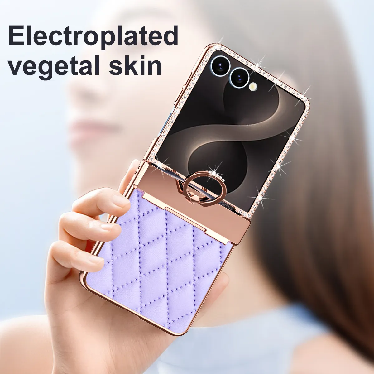 Compatible with Samsung ZFlip 8 phone case, ZFLIP 7 foldable screen diamond-patterned hinge full-coverage drop-proof protective case