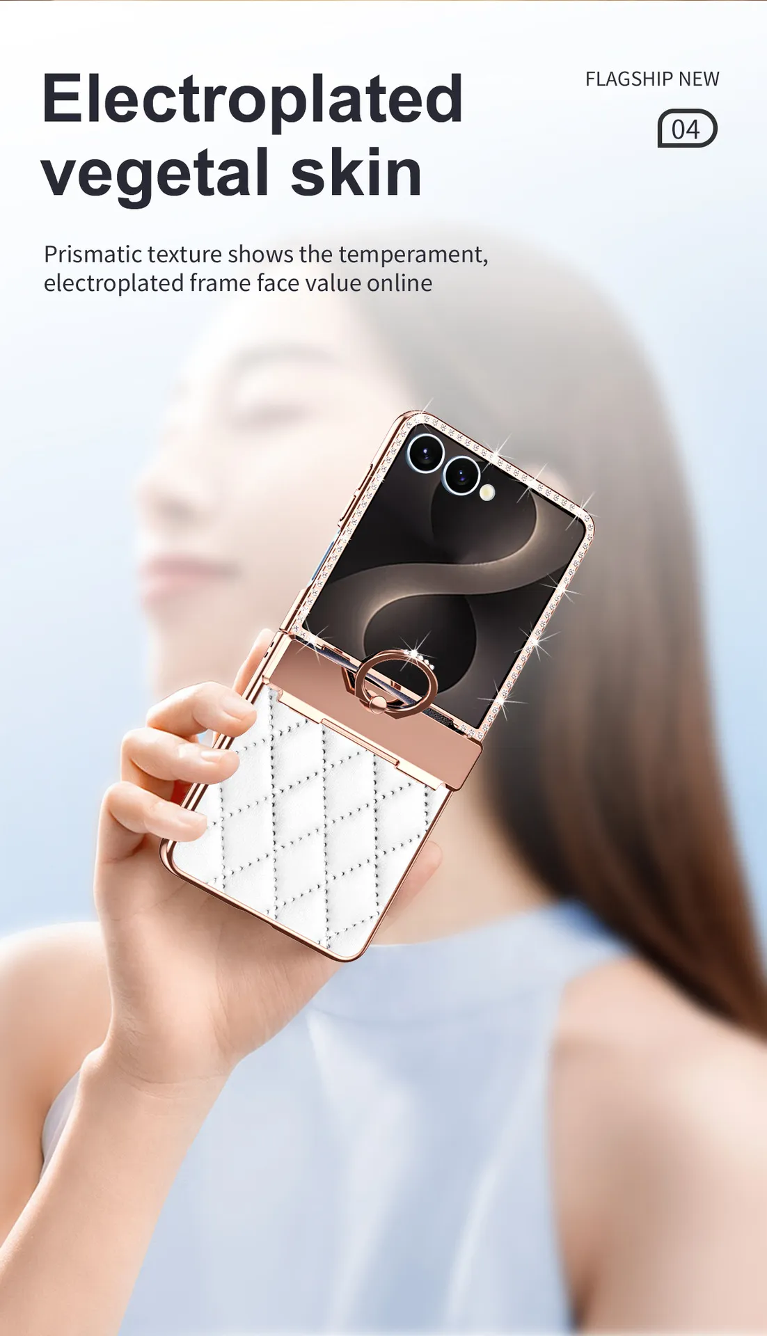 Compatible with Samsung ZFlip 8 phone case, ZFLIP 7 foldable screen diamond-patterned hinge full-coverage drop-proof protective case