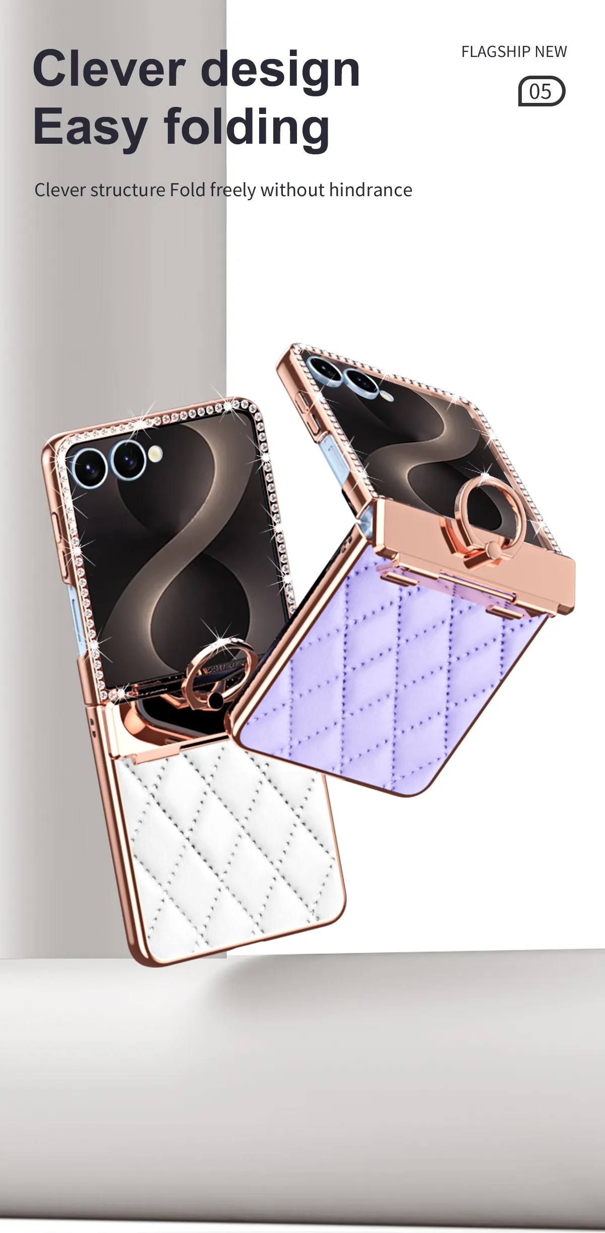 Compatible with Samsung ZFlip 8 phone case, ZFLIP 7 foldable screen diamond-patterned hinge full-coverage drop-proof protective case