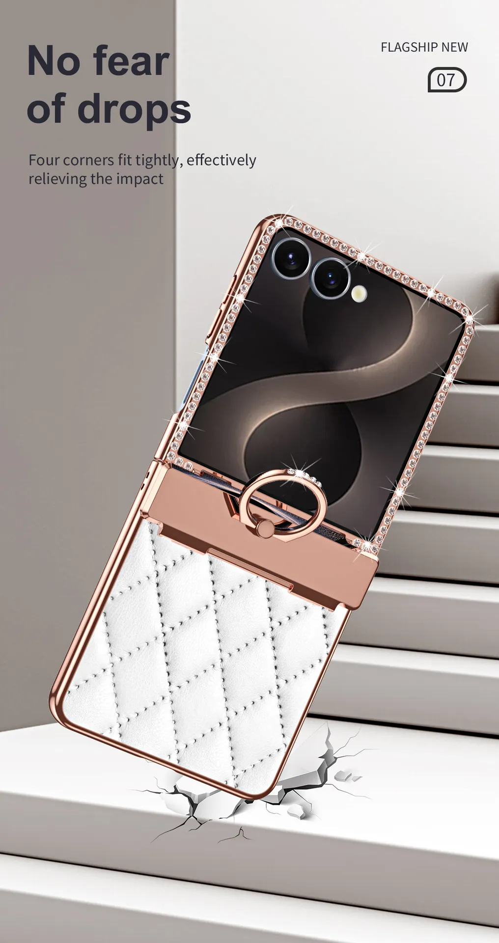 Compatible with Samsung ZFlip 8 phone case, ZFLIP 7 foldable screen diamond-patterned hinge full-coverage drop-proof protective case