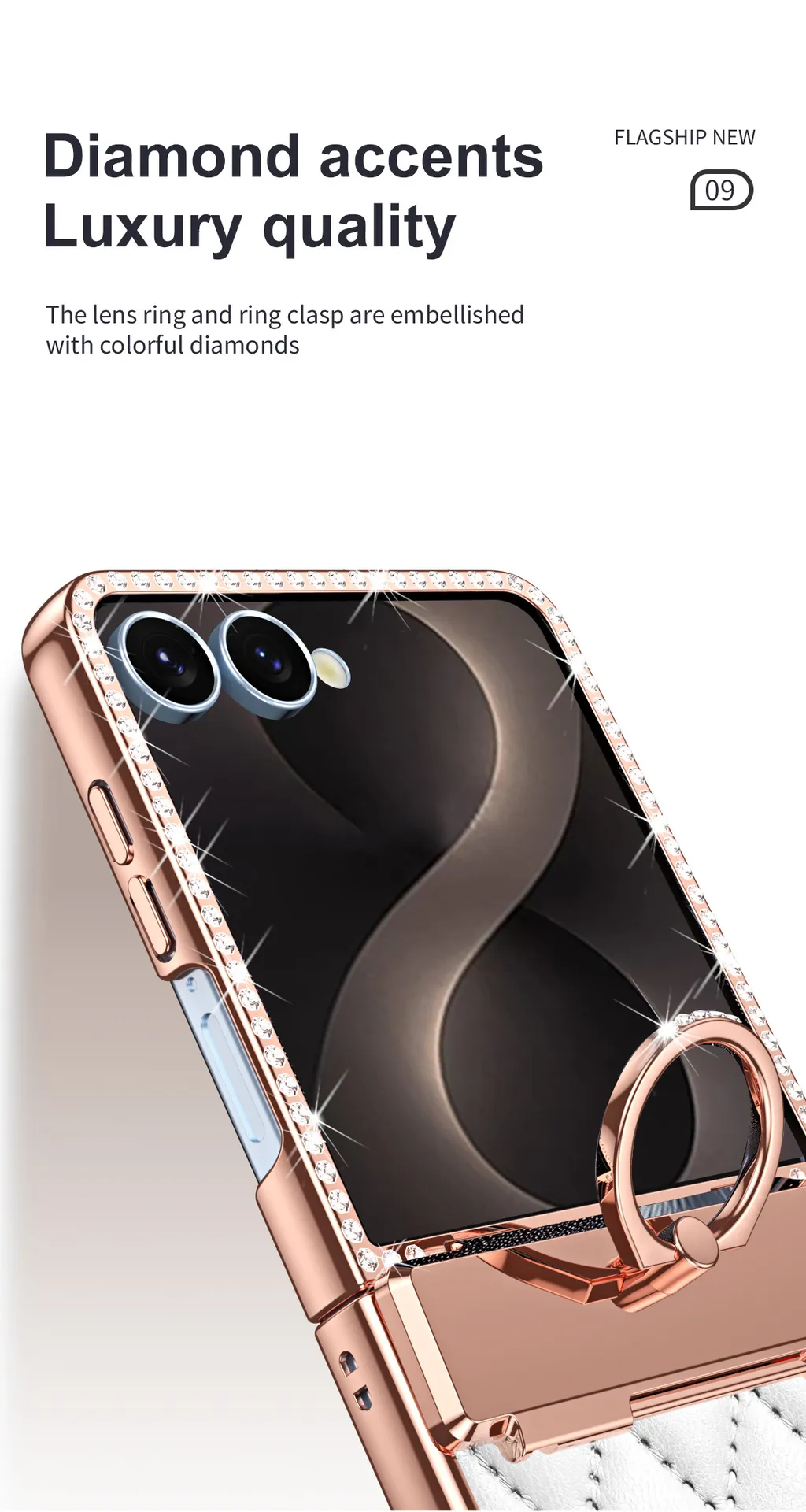 Compatible with Samsung ZFlip 8 phone case, ZFLIP 7 foldable screen diamond-patterned hinge full-coverage drop-proof protective case