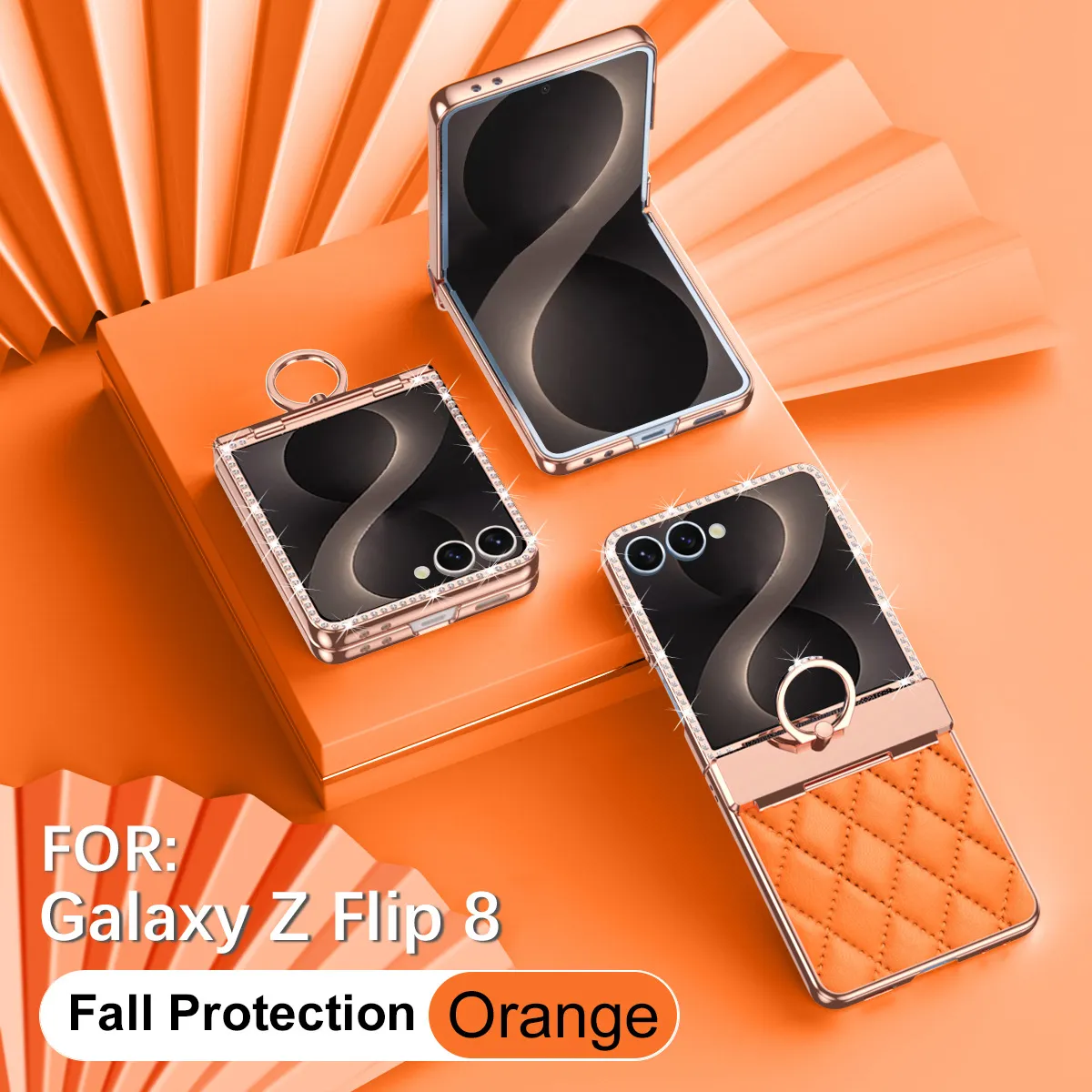 Compatible with Samsung ZFlip 8 phone case, ZFLIP 7 foldable screen diamond-patterned hinge full-coverage drop-proof protective case