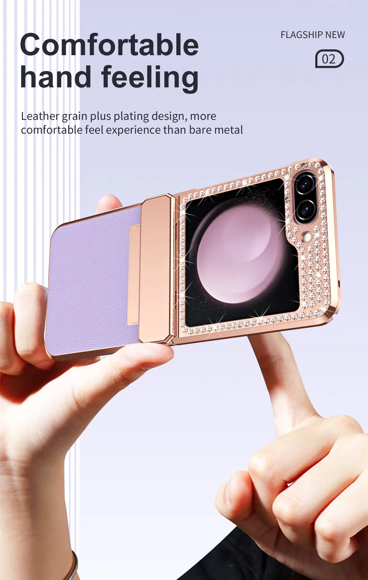 Compatible with Samsung ZFlip FE phone case, ZFLIP 6 foldable screen diamond leather hinge full-coverage drop protection leather