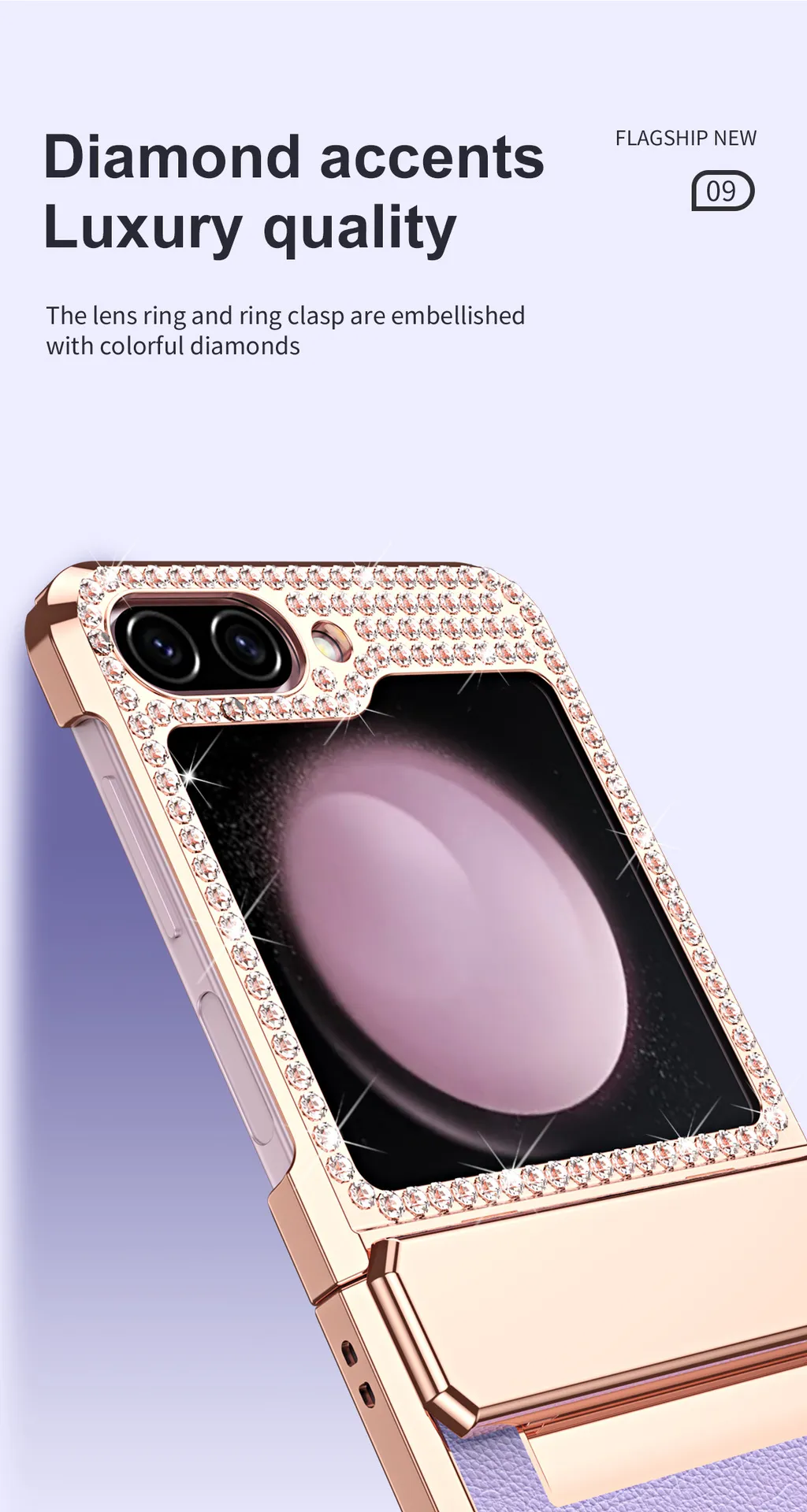 Compatible with Samsung ZFlip FE phone case, ZFLIP 6 foldable screen diamond leather hinge full-coverage drop protection leather