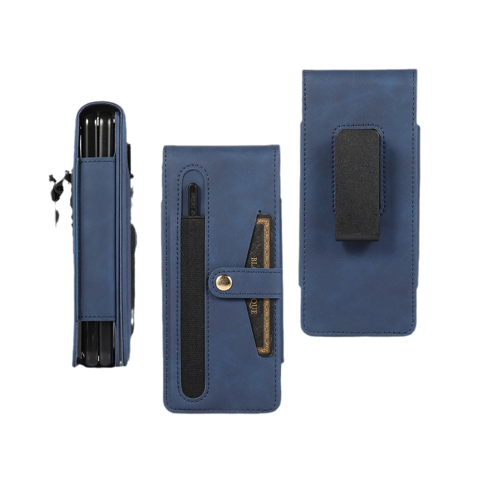 Samsung Fold5 phone case, FOLD4 foldable screen magnetic protective case, solid color outdoor full-coverage anti-drop leather case.