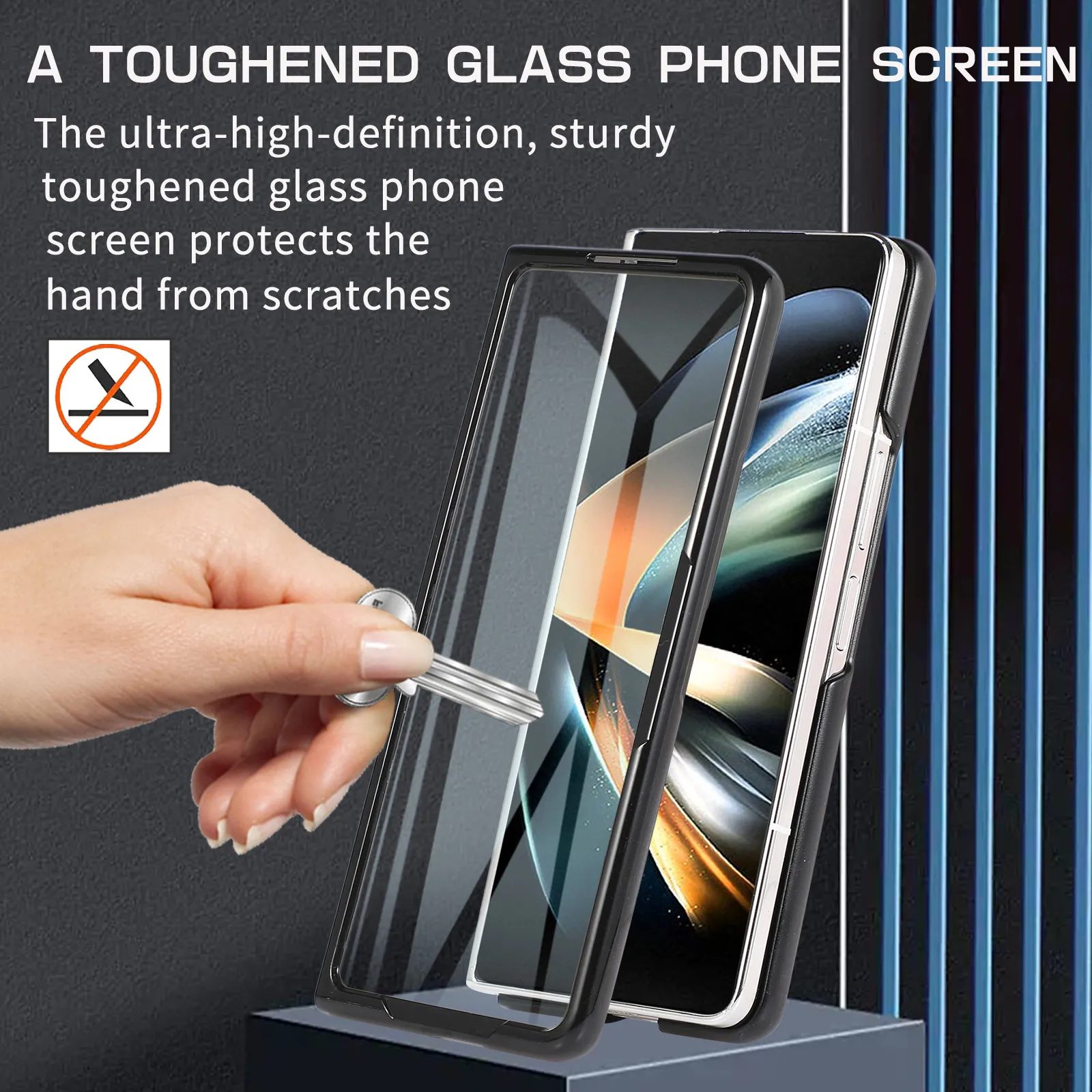 Samsung Fold5 phone case, FOLD4 foldable screen magnetic protective case, solid color outdoor full-coverage anti-drop leather case.