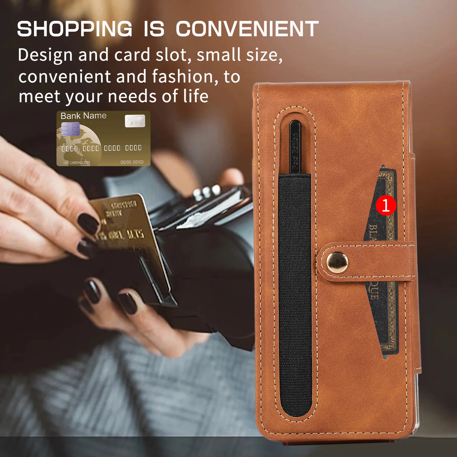 Samsung Fold5 phone case, FOLD4 foldable screen magnetic protective case, solid color outdoor full-coverage anti-drop leather case.
