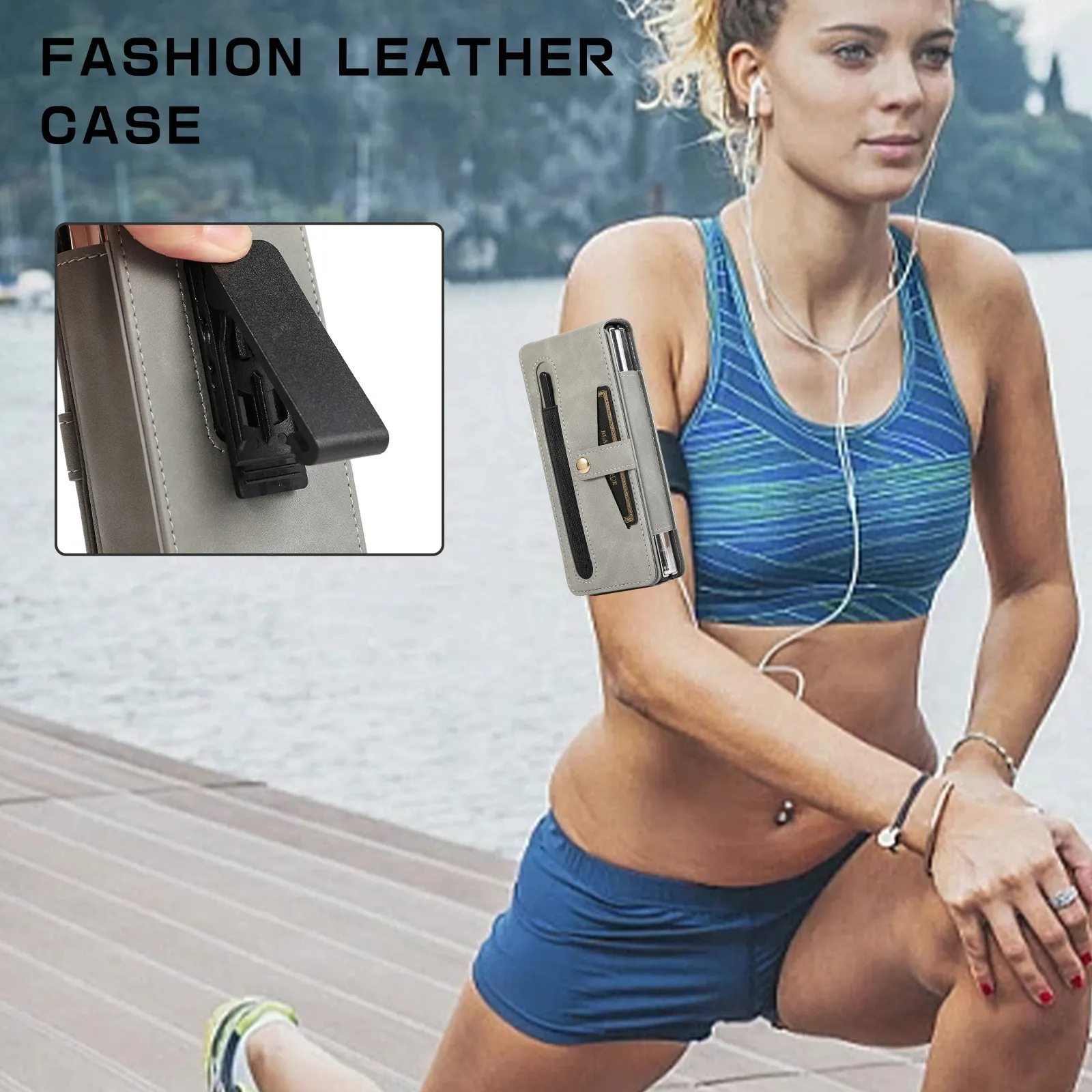Samsung Fold5 phone case, FOLD4 foldable screen magnetic protective case, solid color outdoor full-coverage anti-drop leather case.