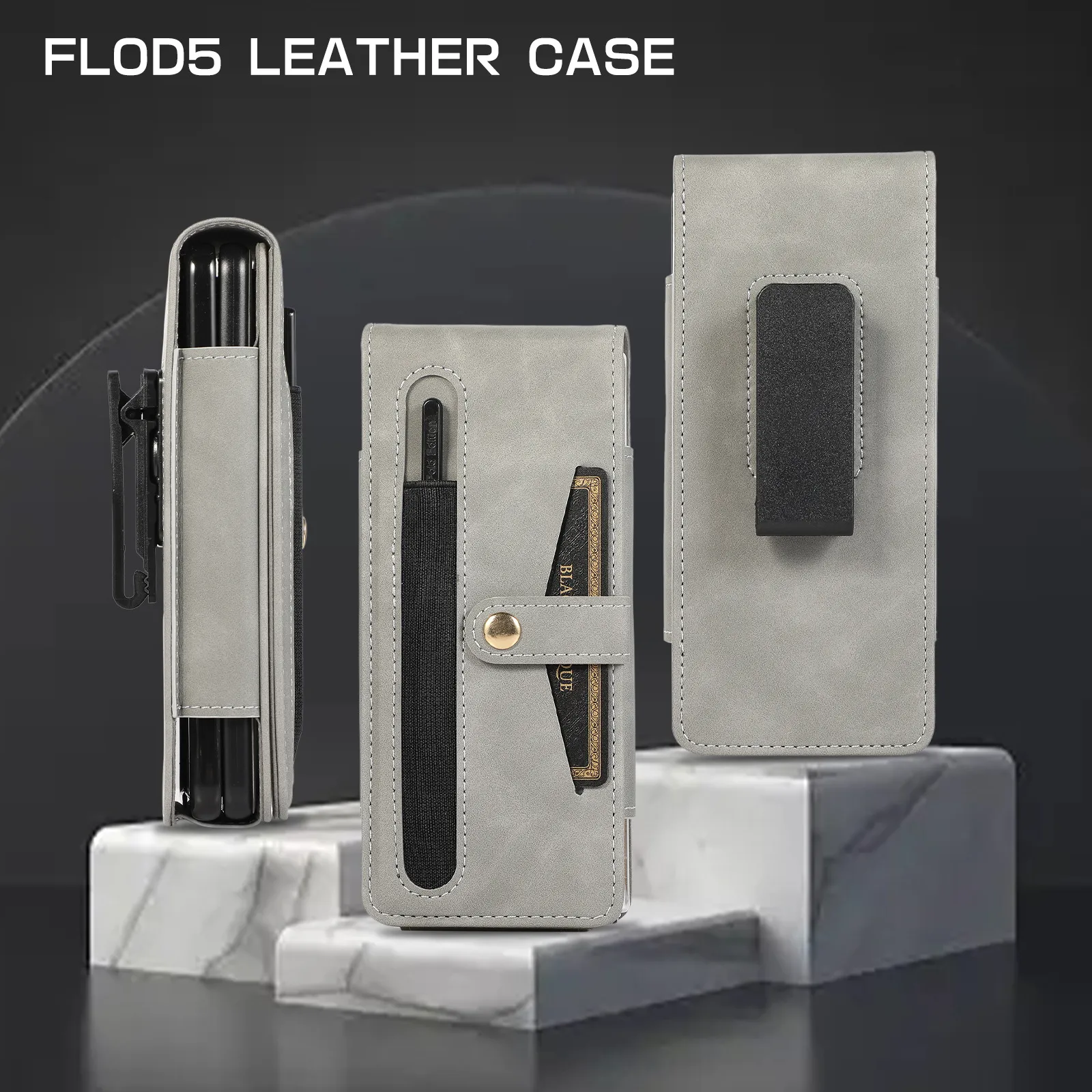 Samsung Fold5 phone case, FOLD4 foldable screen magnetic protective case, solid color outdoor full-coverage anti-drop leather case.