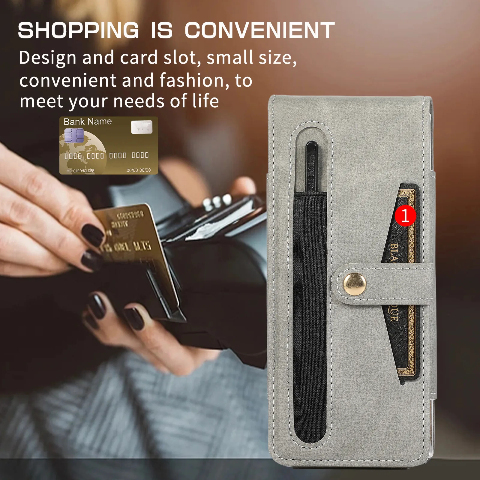Samsung Fold5 phone case, FOLD4 foldable screen magnetic protective case, solid color outdoor full-coverage anti-drop leather case.