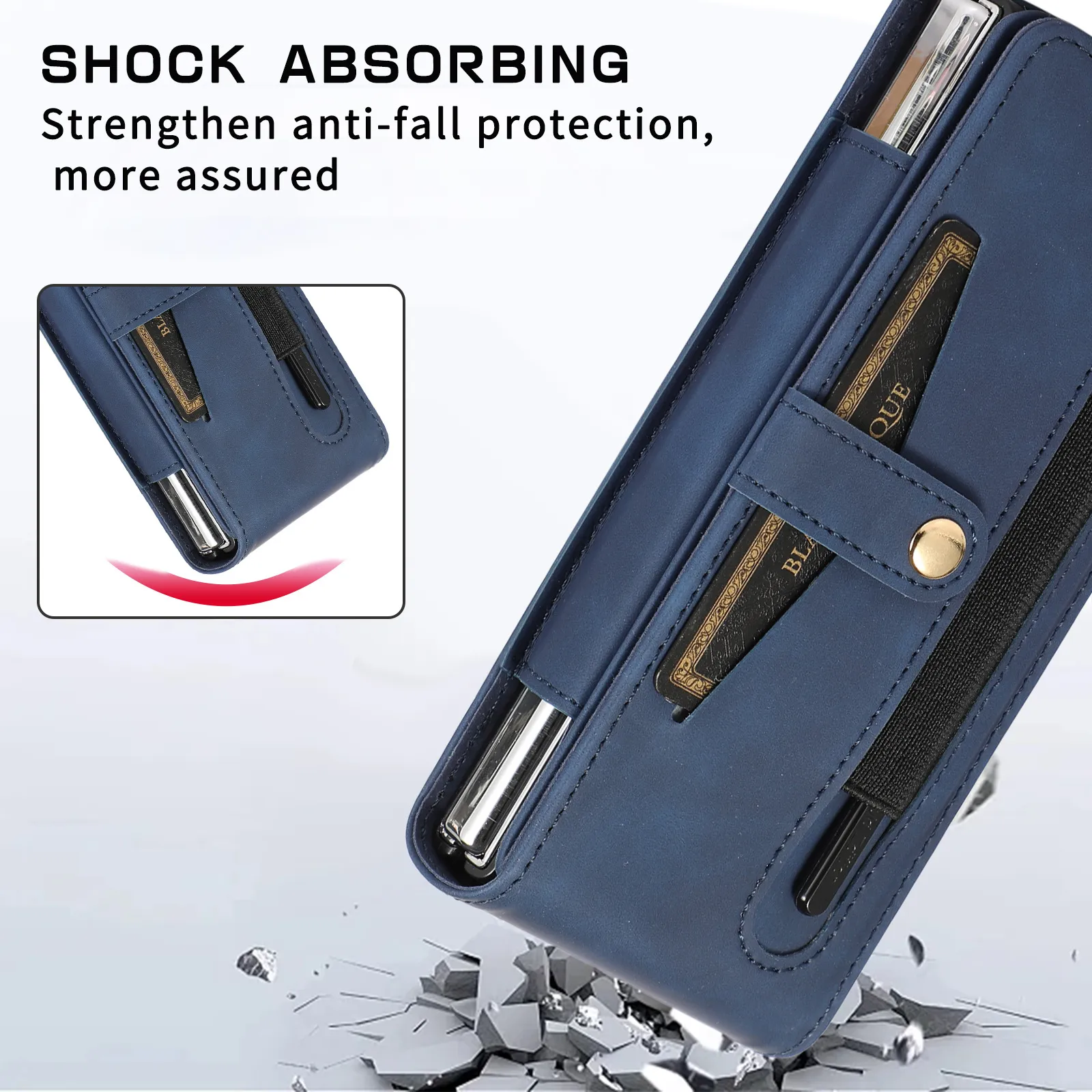 Samsung Fold5 phone case, FOLD4 foldable screen magnetic protective case, solid color outdoor full-coverage anti-drop leather case.
