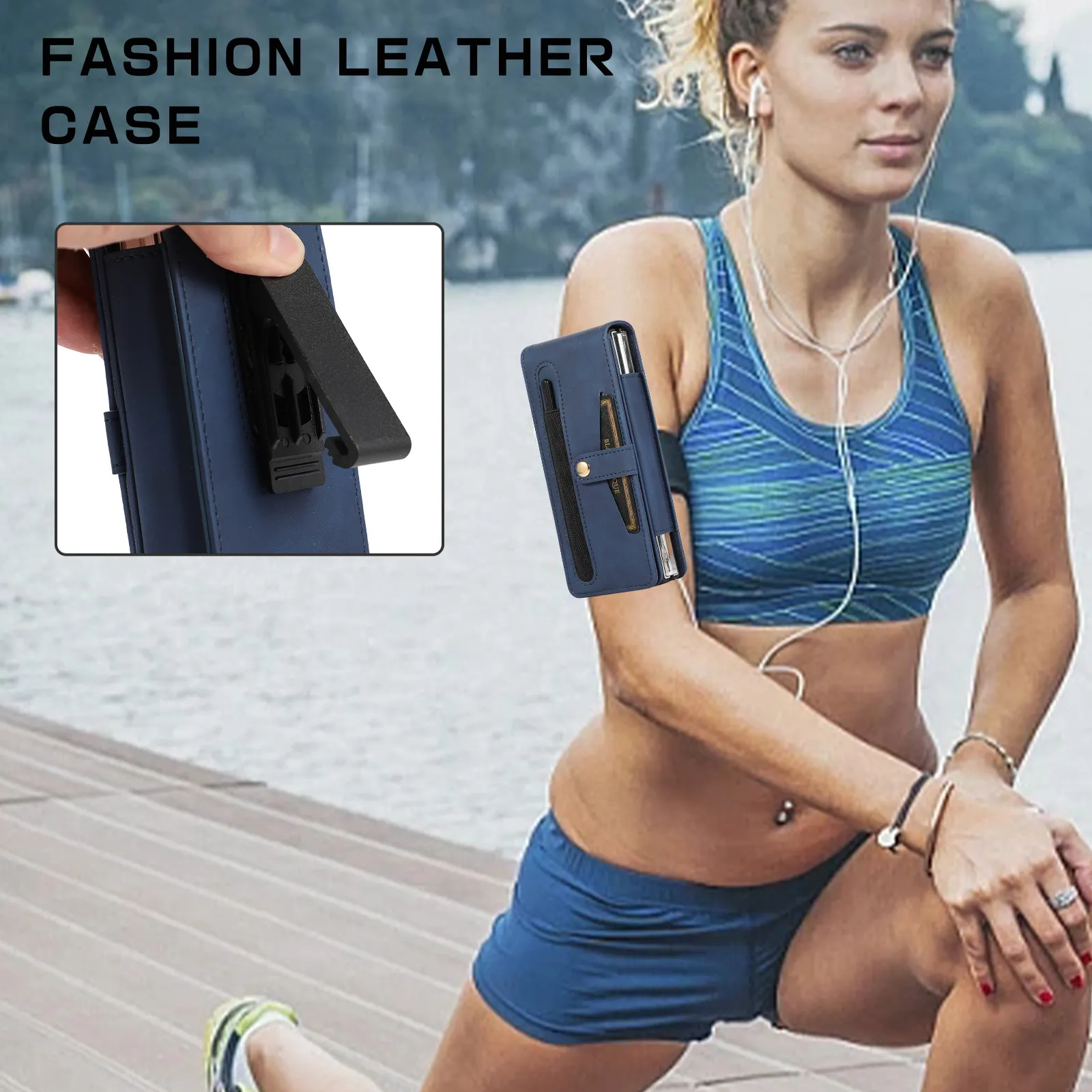 Samsung Fold5 phone case, FOLD4 foldable screen magnetic protective case, solid color outdoor full-coverage anti-drop leather case.